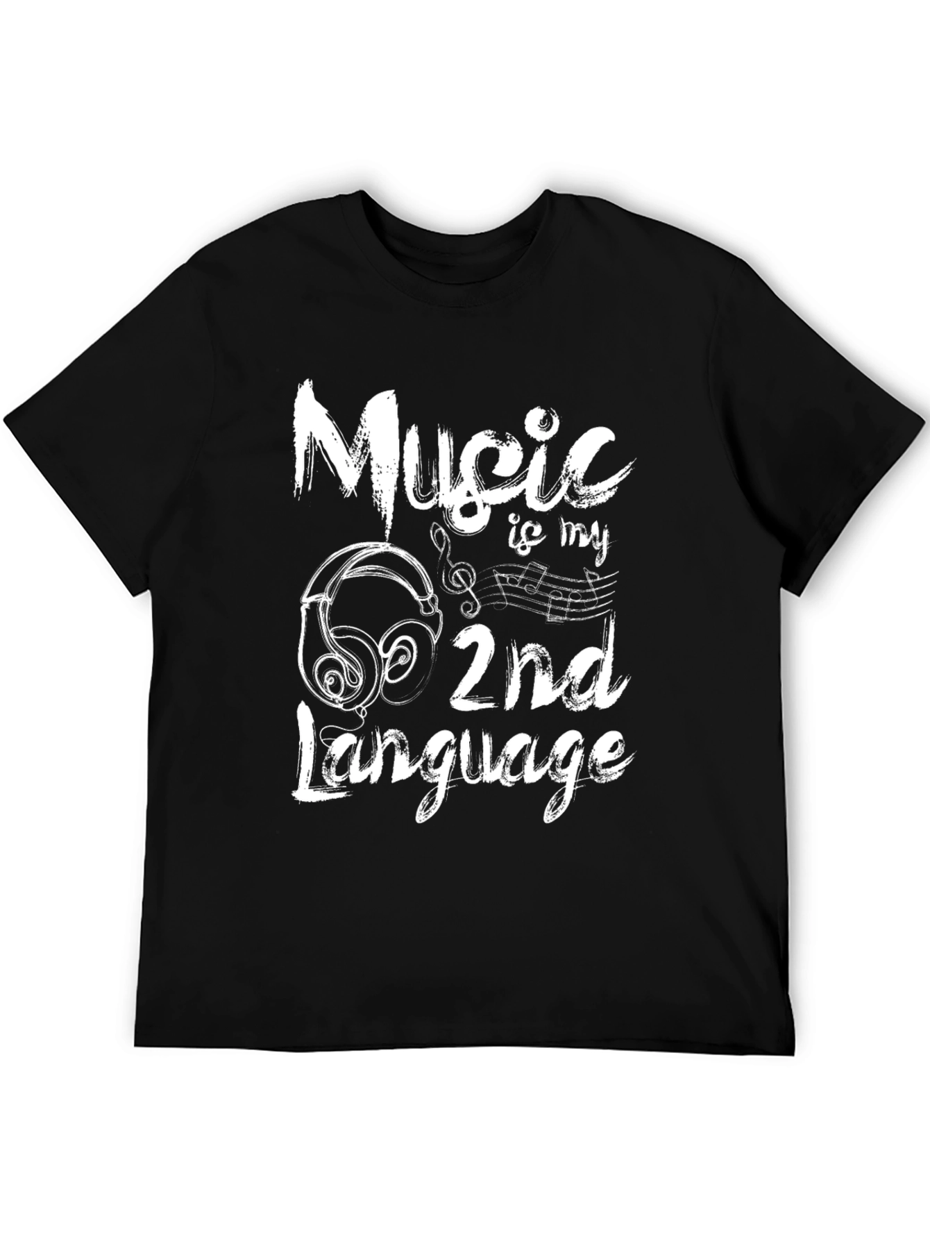 Music is My 2nd Language Black Graphic Tee