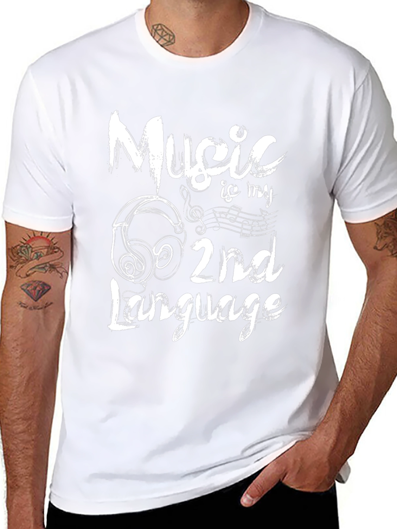Music is My 2nd Language Black Graphic Tee