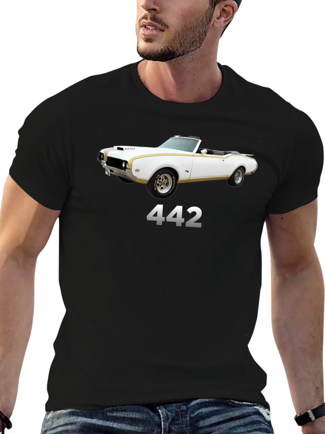 442 Classic Car Black T-Shirt