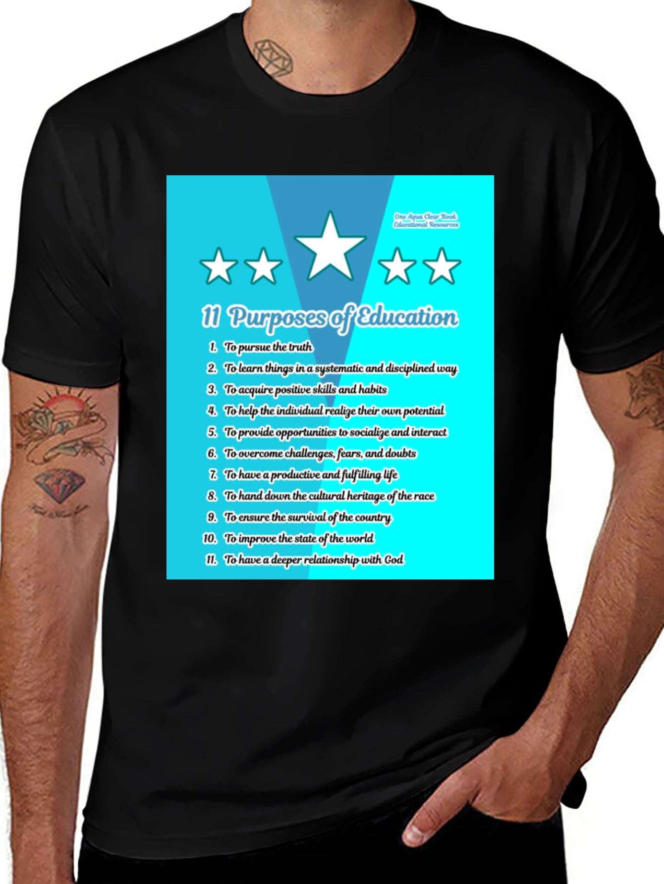 11 Purposes of Education Black T-Shirt