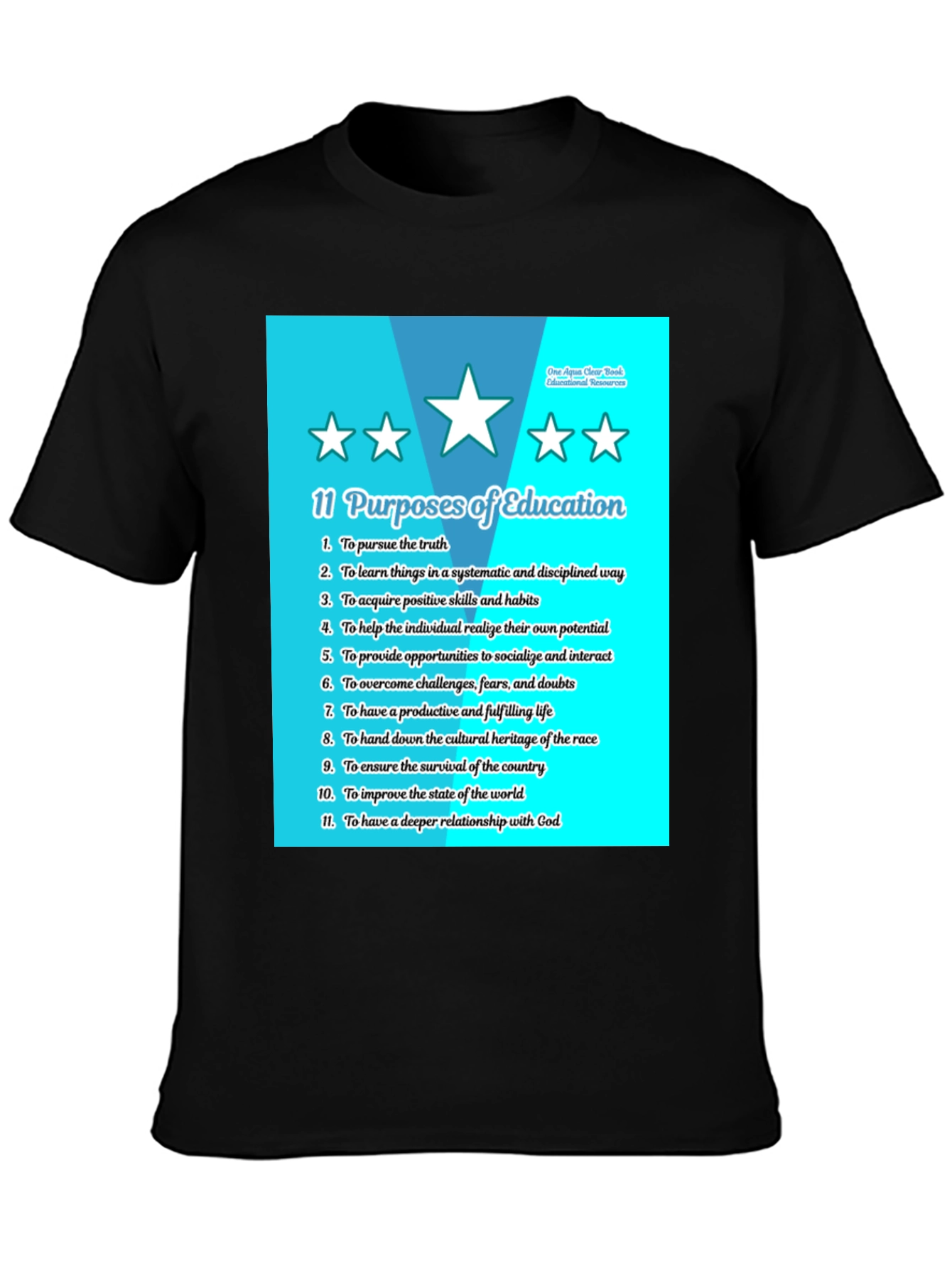 11 Purposes of Education Black T-Shirt