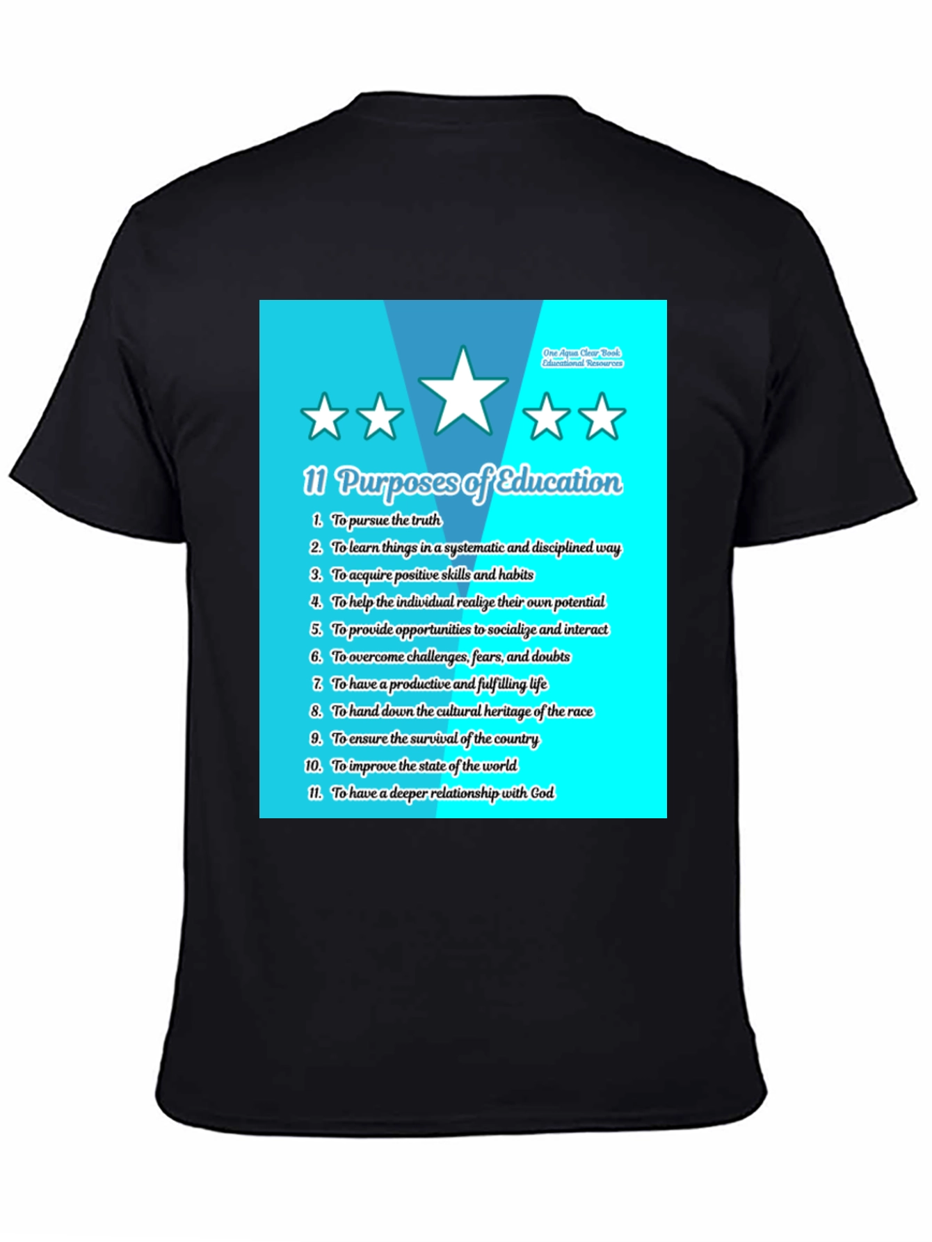 11 Purposes of Education Black T-Shirt