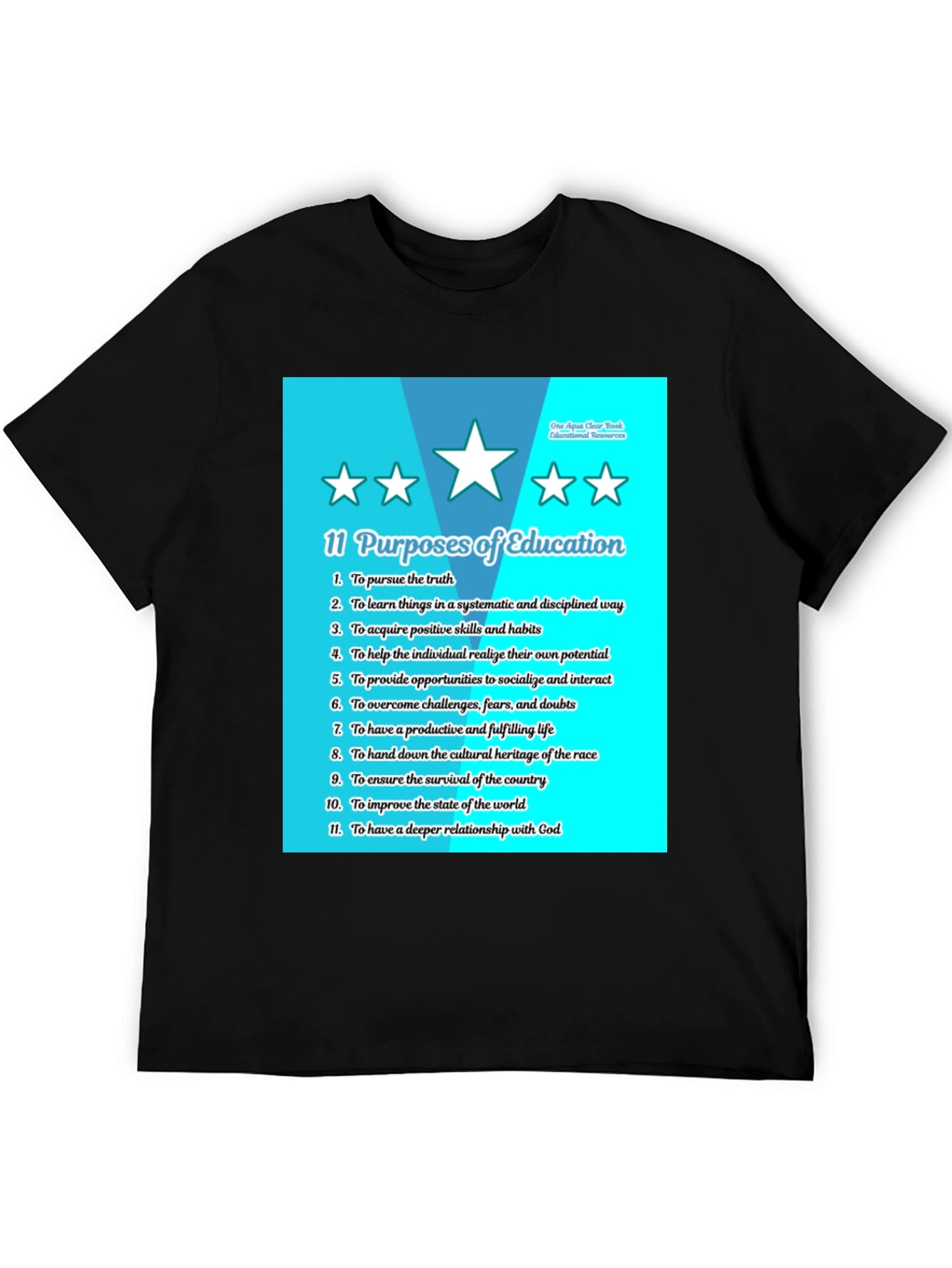 11 Purposes of Education Black T-Shirt