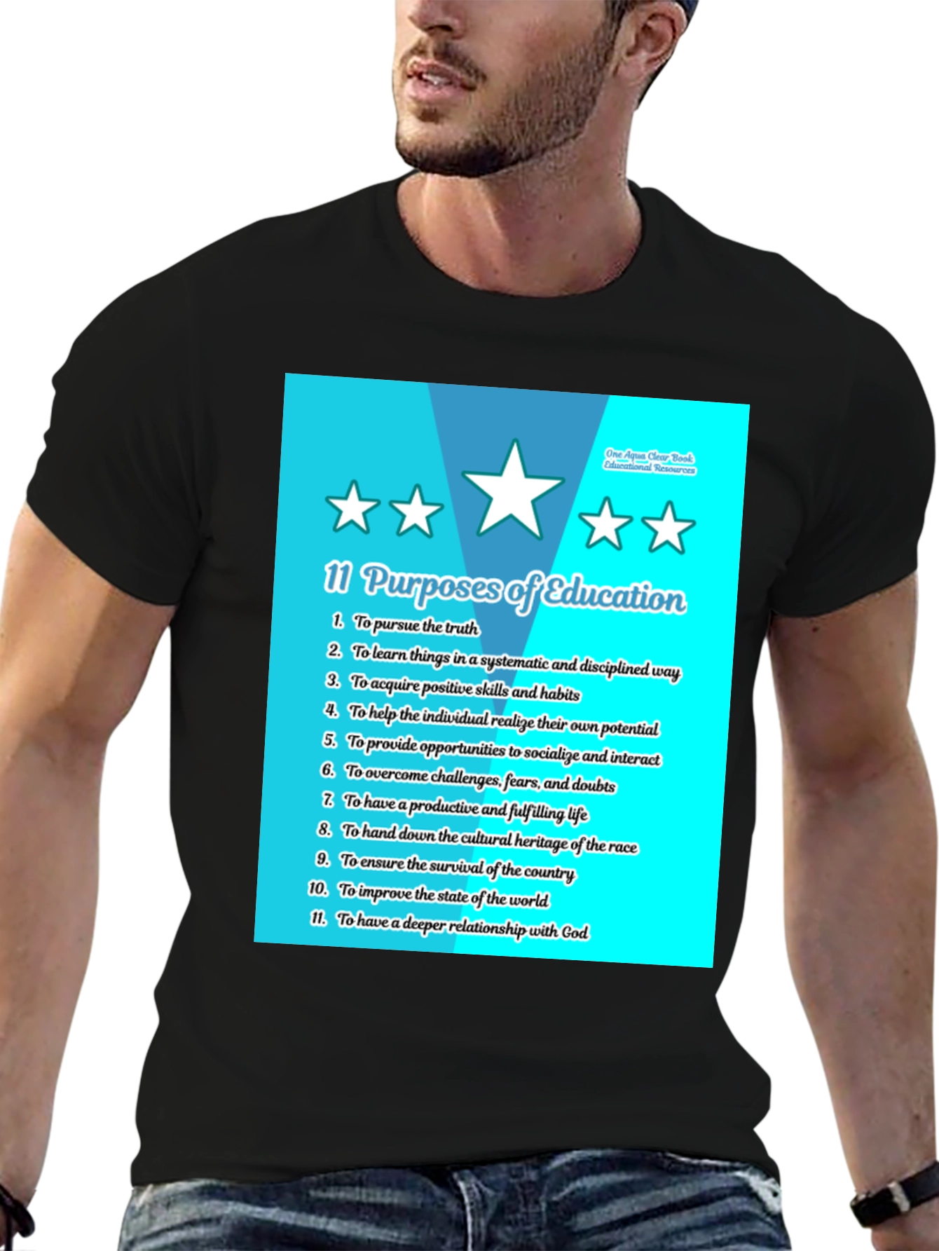 11 Purposes of Education Black T-Shirt