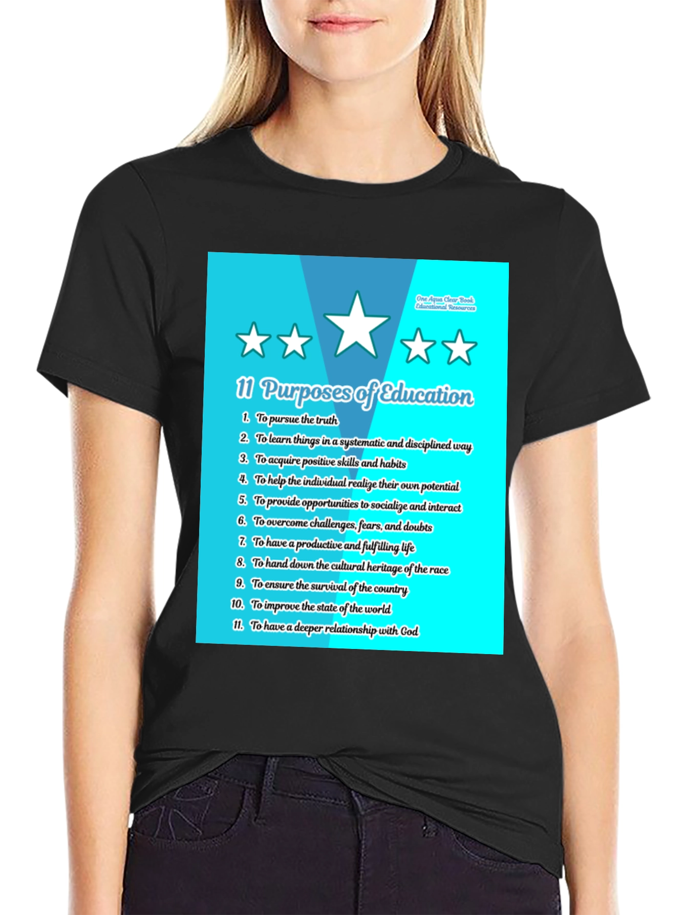 11 Purposes of Education Black T-Shirt