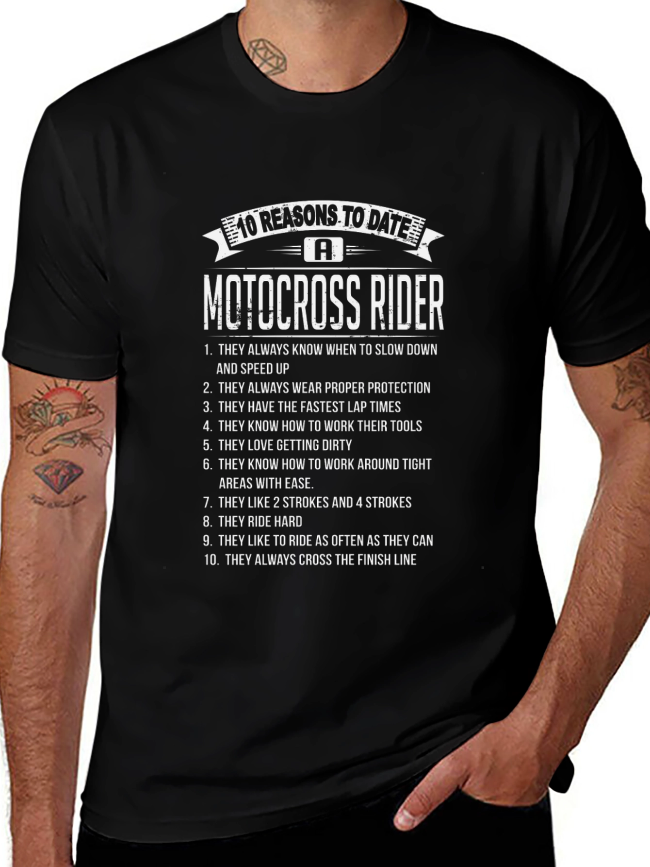 10 Reasons to Date a Motocross Rider Black T-Shirt
