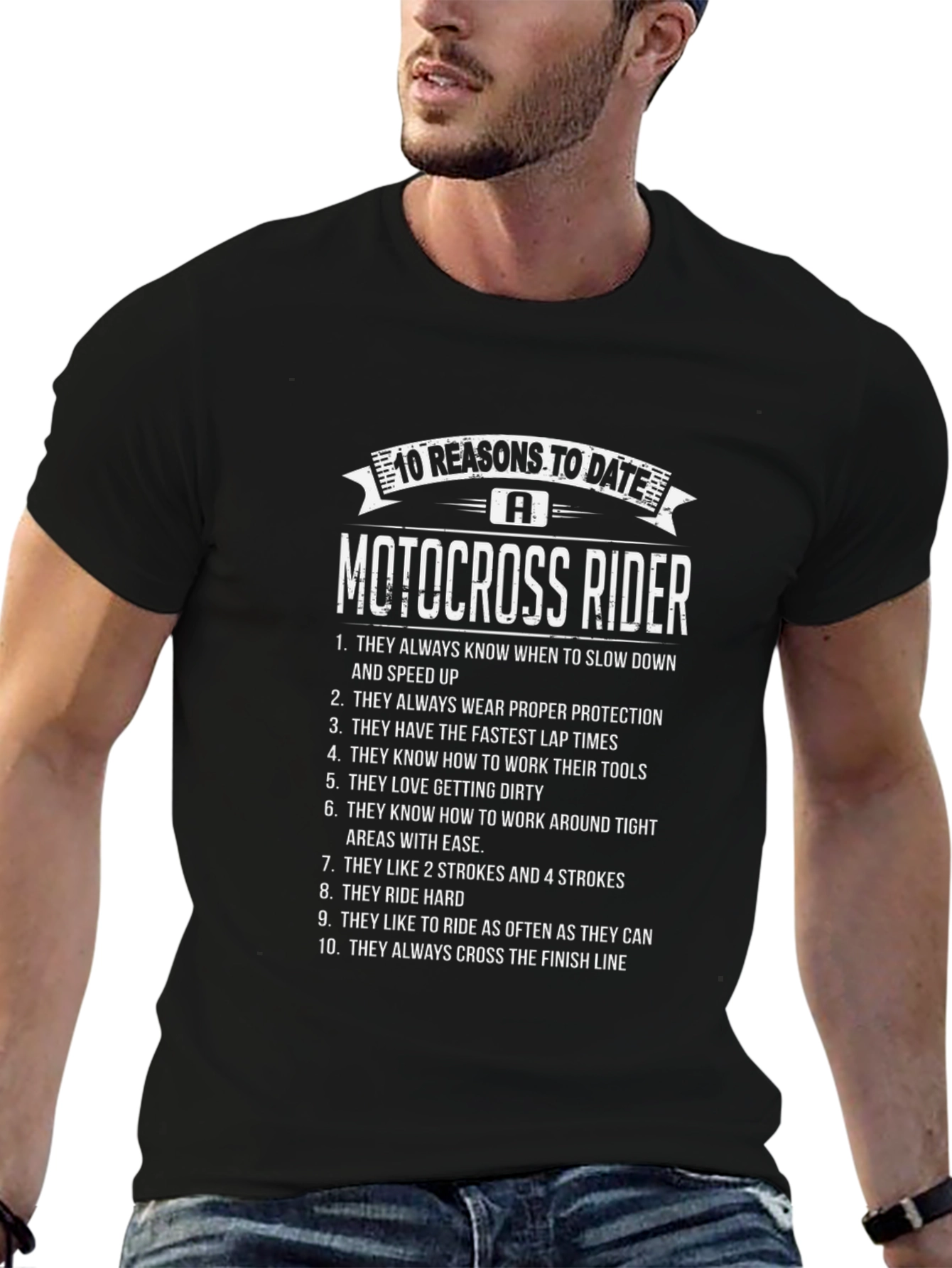 10 Reasons to Date a Motocross Rider Black T-Shirt