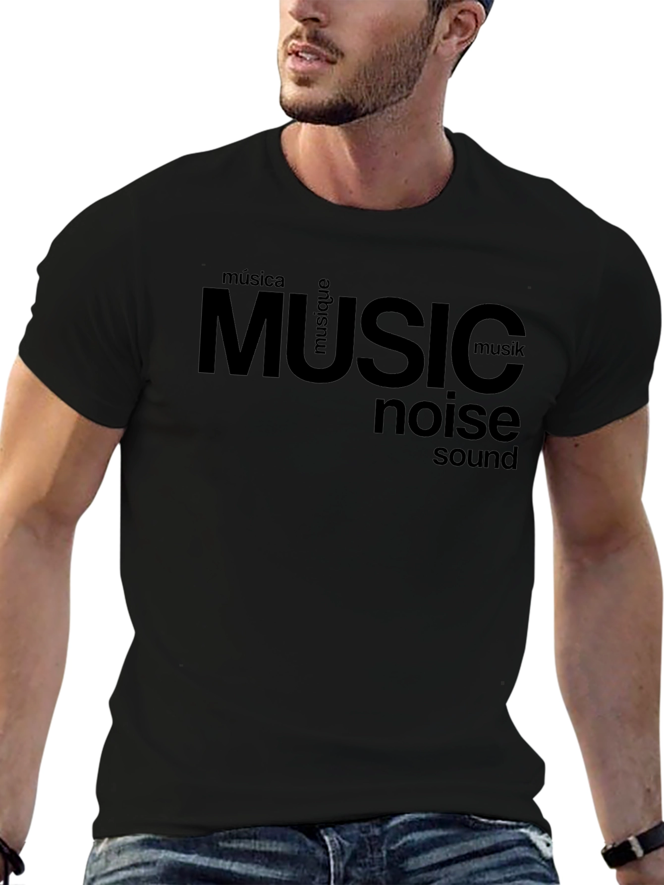 Music & Sound Typography Black T-Shirt