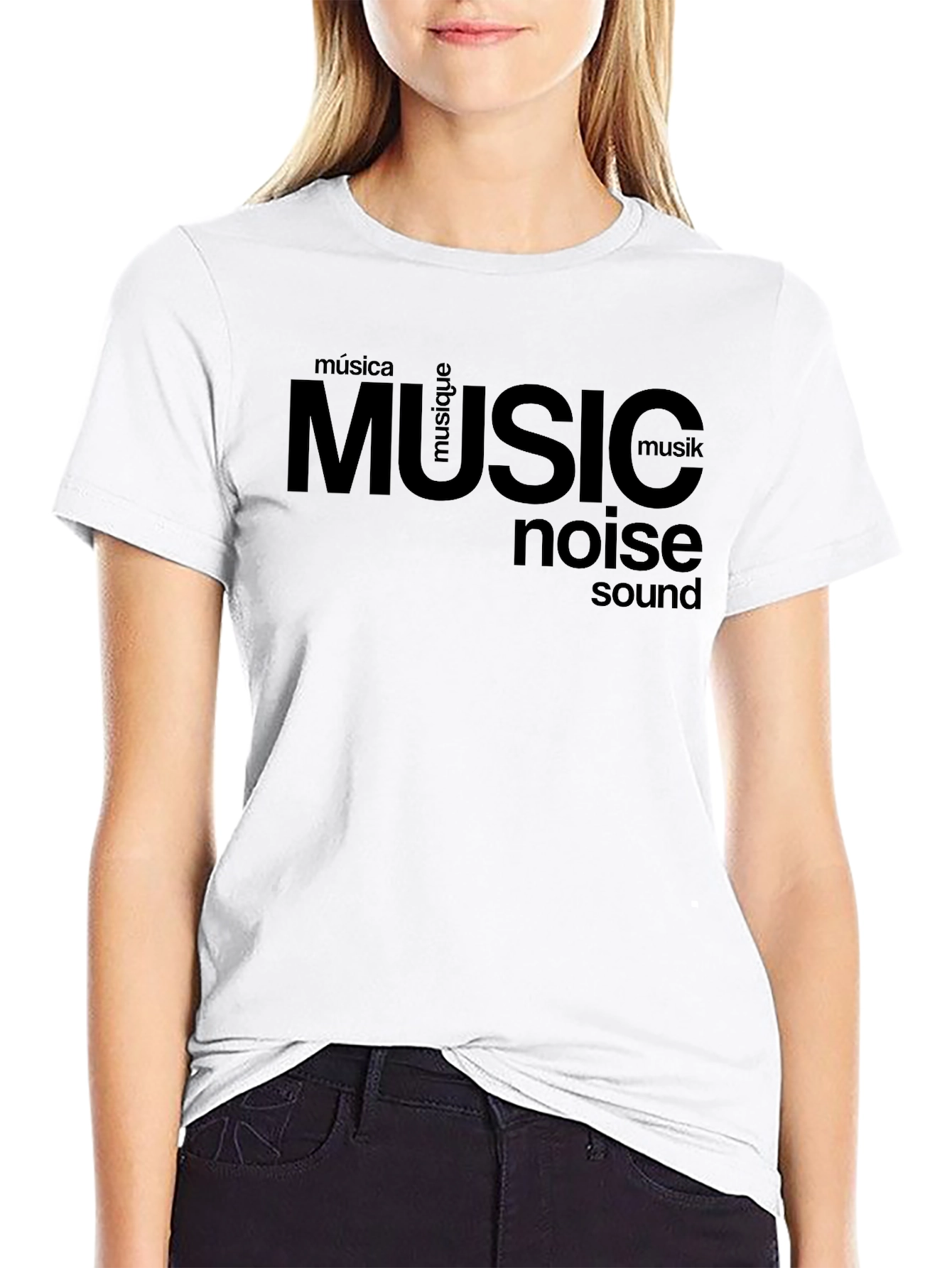 Music & Sound Typography Black T-Shirt