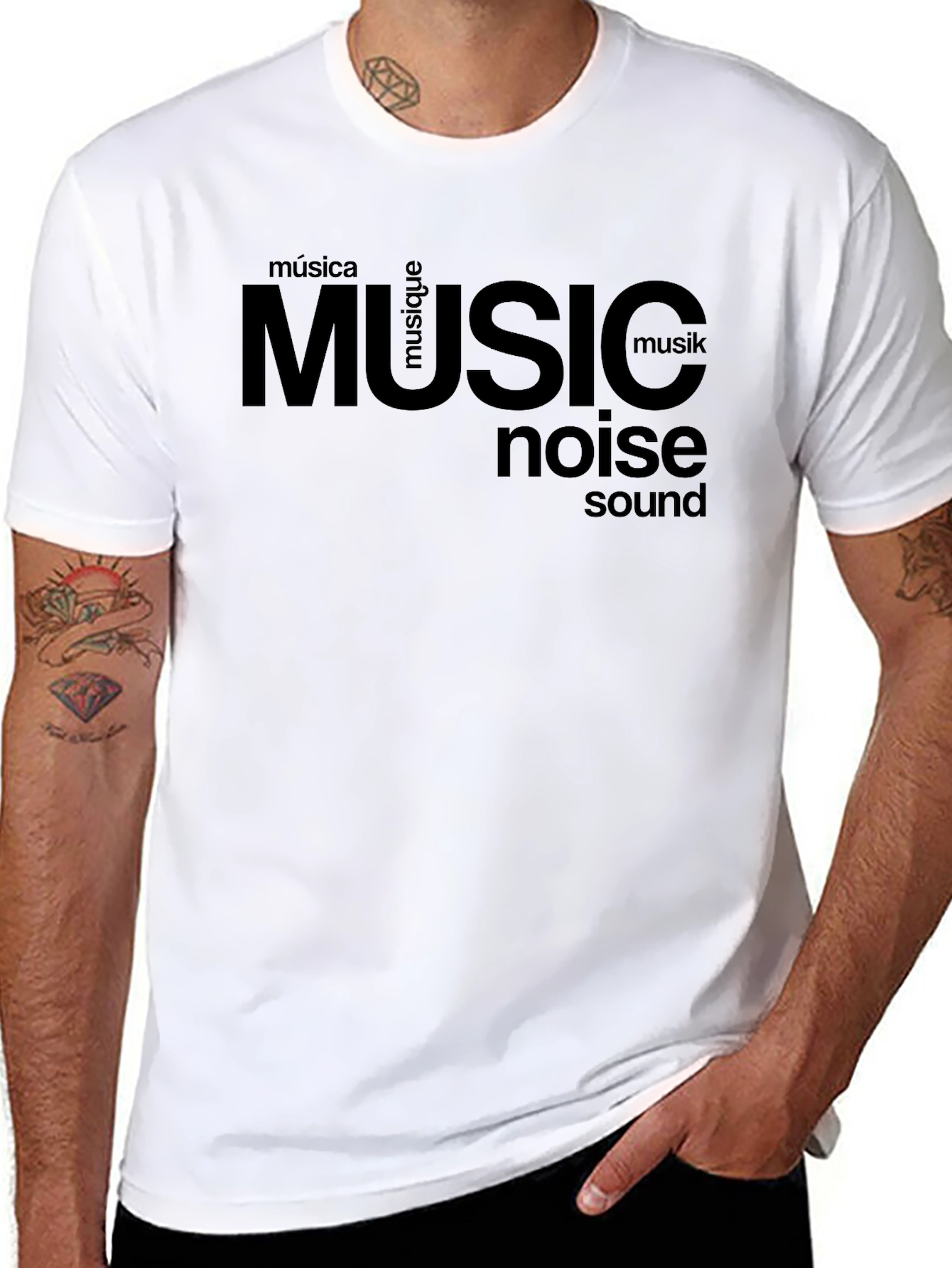 Music & Sound Typography Black T-Shirt