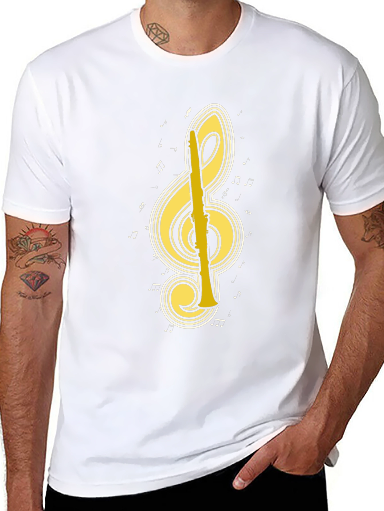 Music Lover T-Shirt: Treble Clef Clarinet Tee