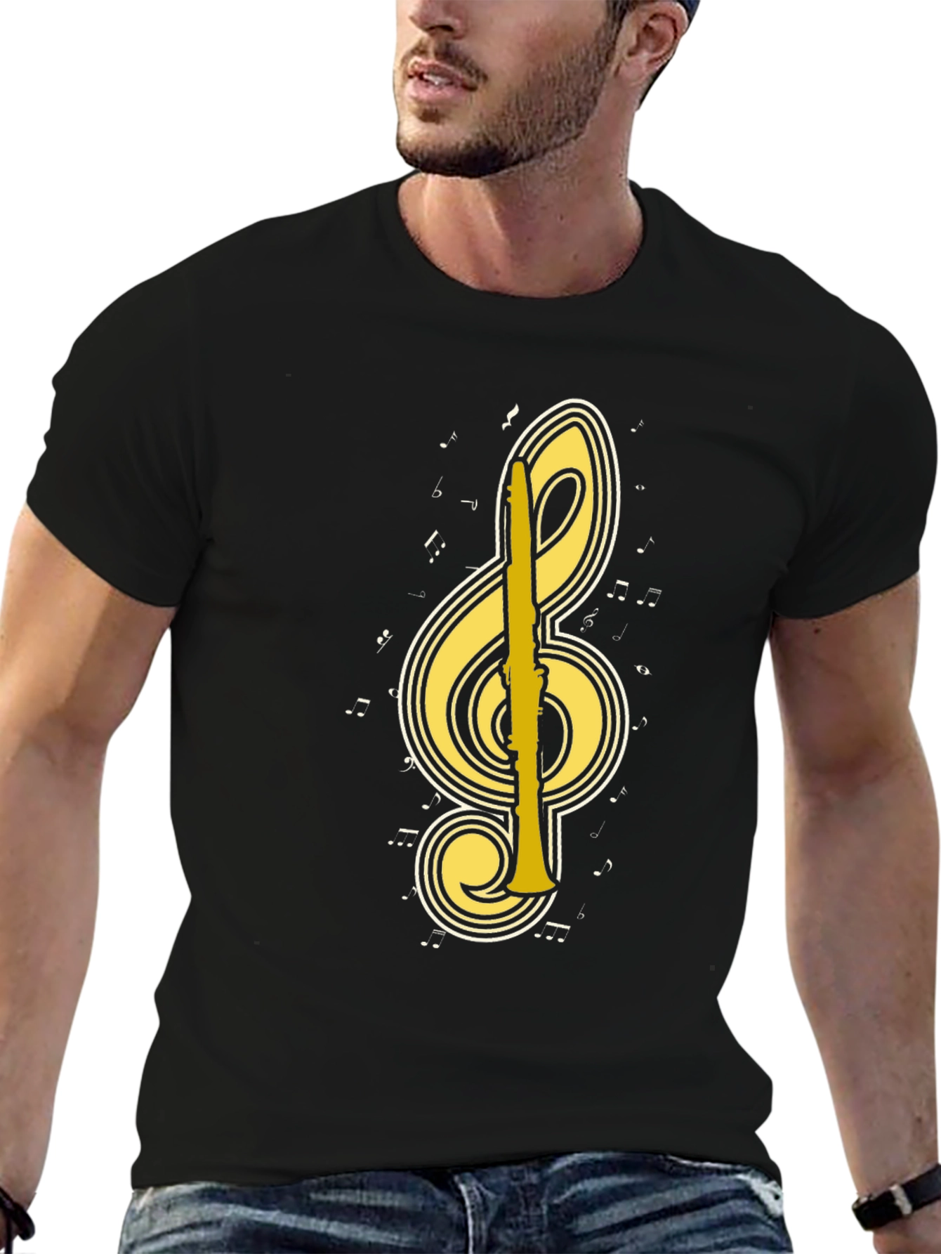 Music Lover T-Shirt: Treble Clef Clarinet Tee