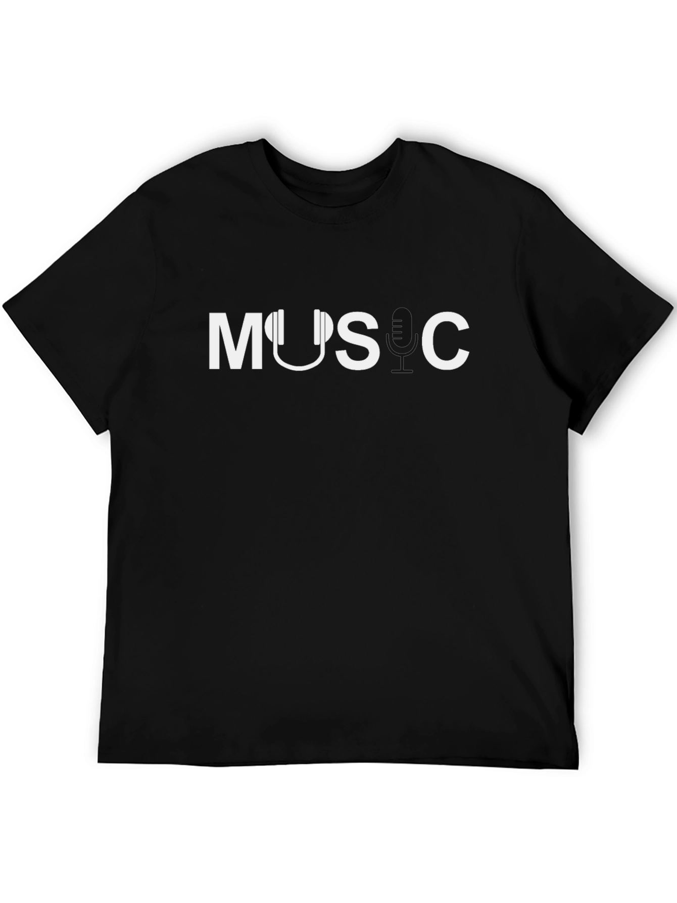 Music Headphone Graphic T-Shirt - Black