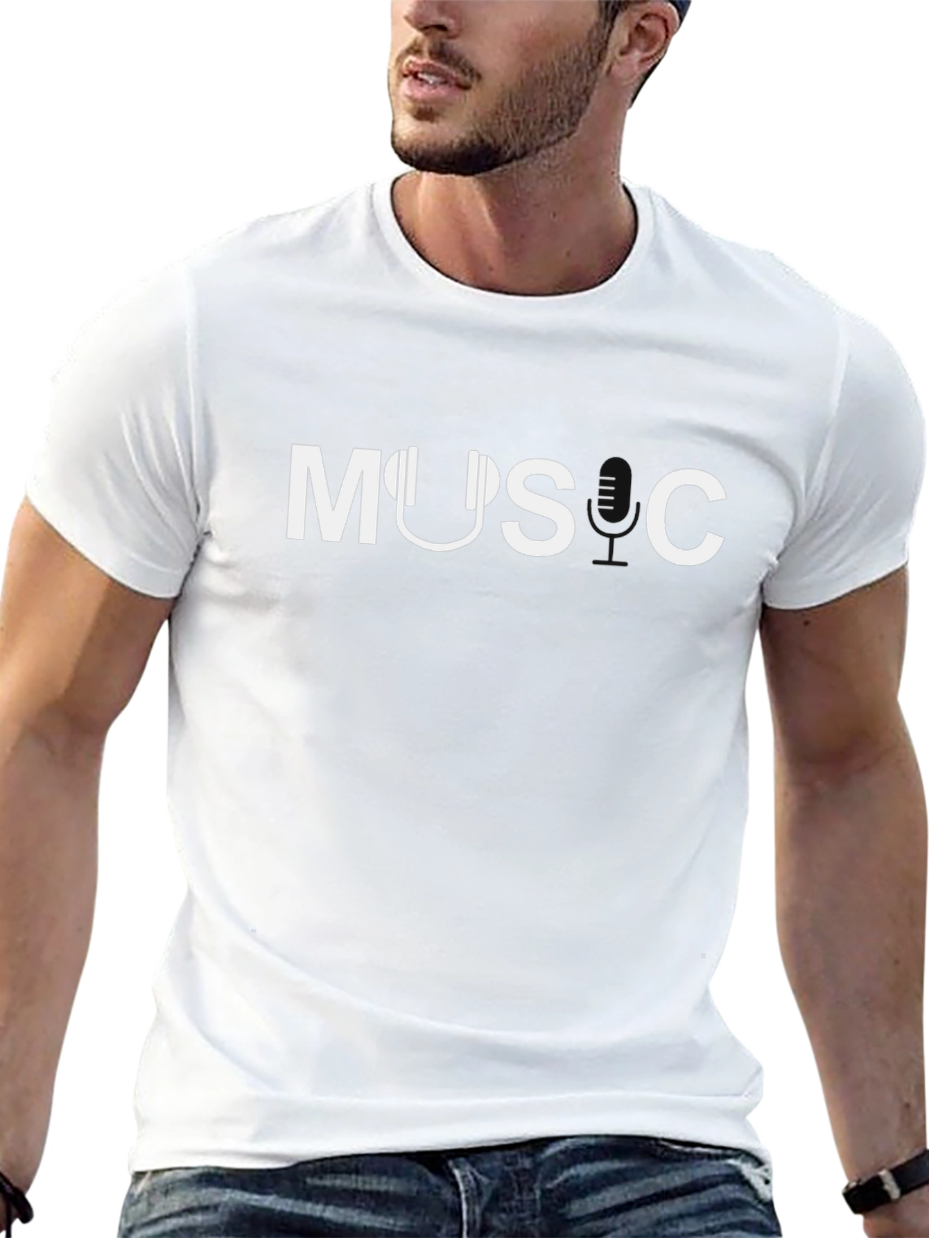 Music Headphone Graphic T-Shirt - Black