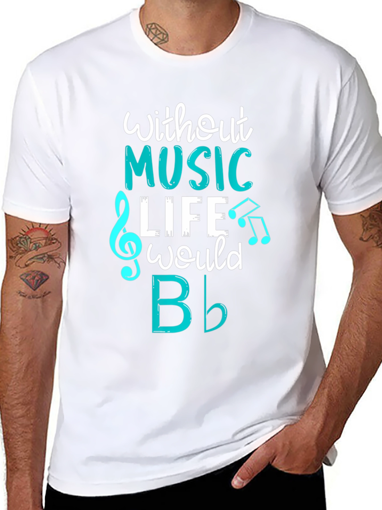 Music Lovers T-Shirt: Without Music Life Would B Flat