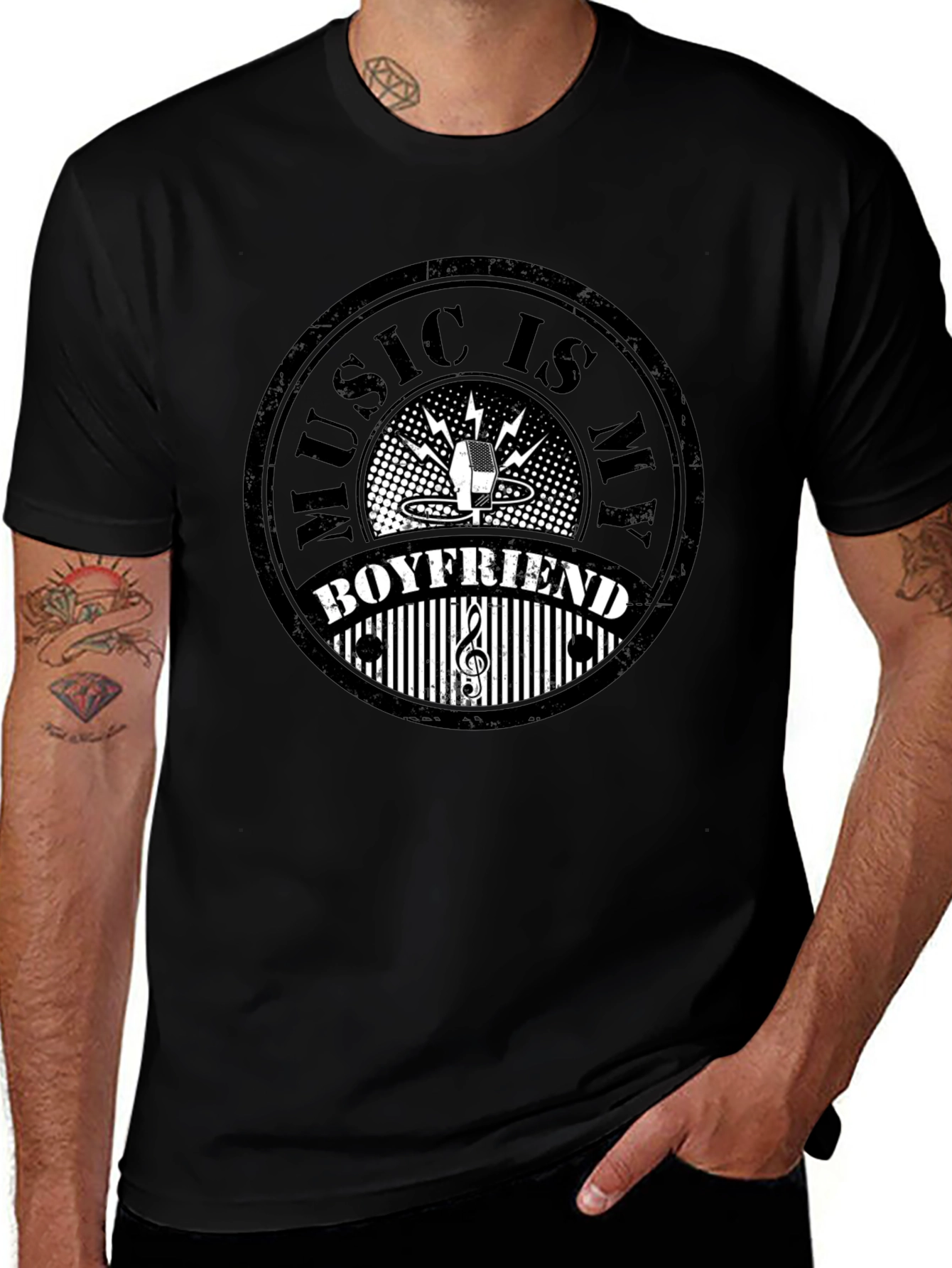 Music is My Boyfriend Black Graphic Tee