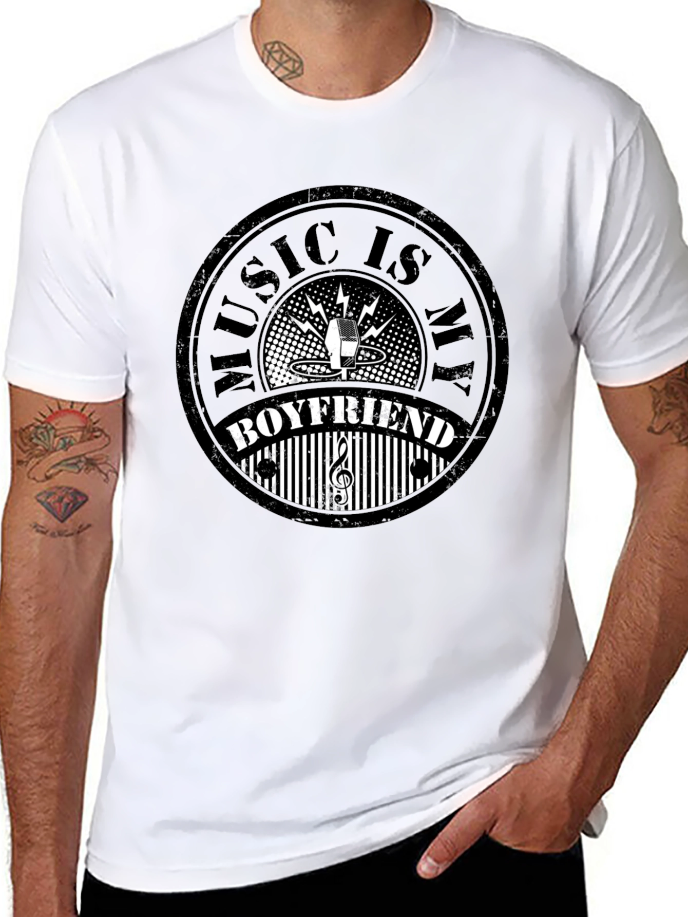 Music is My Boyfriend Black Graphic Tee