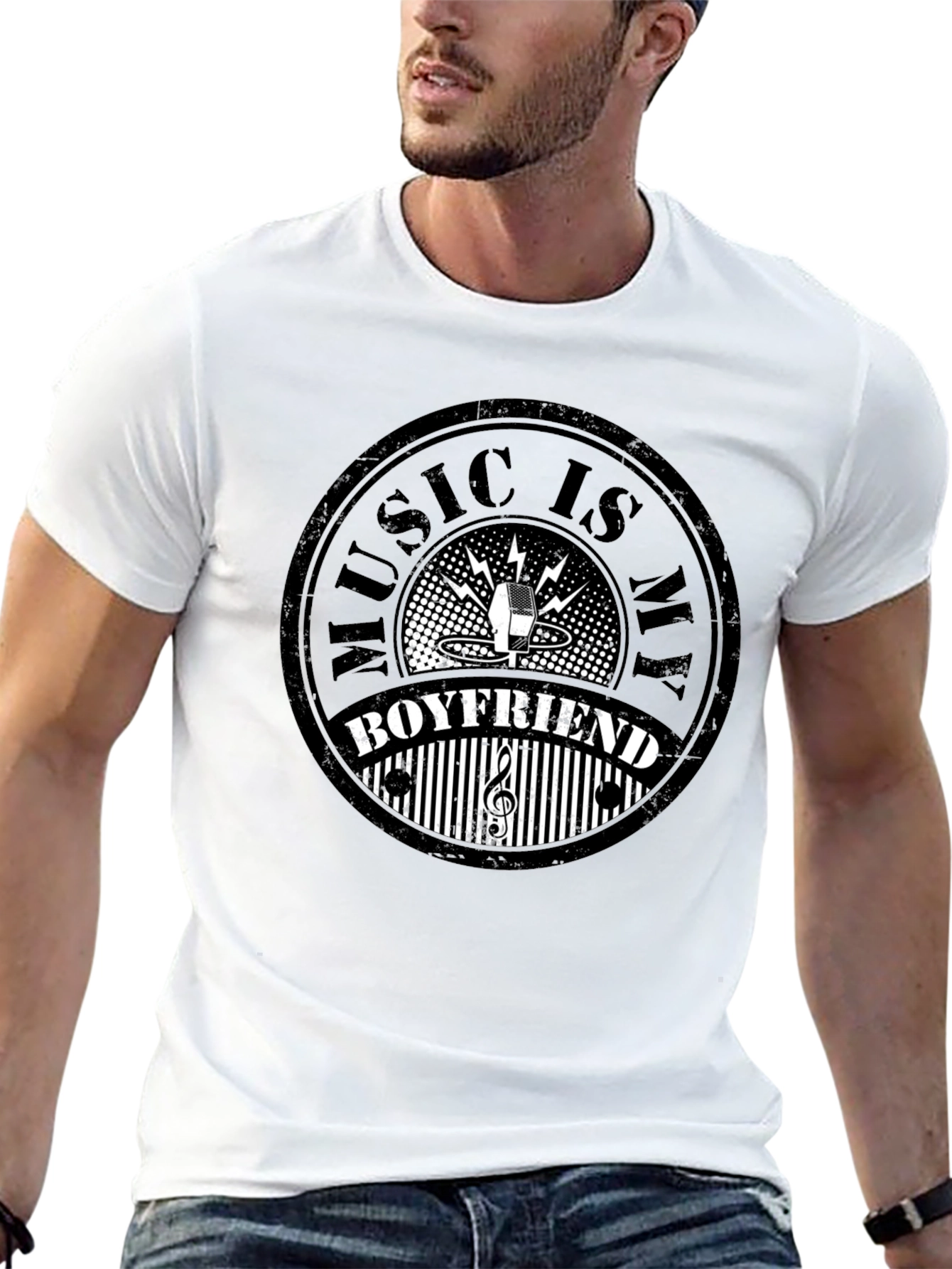 Music is My Boyfriend Black Graphic Tee
