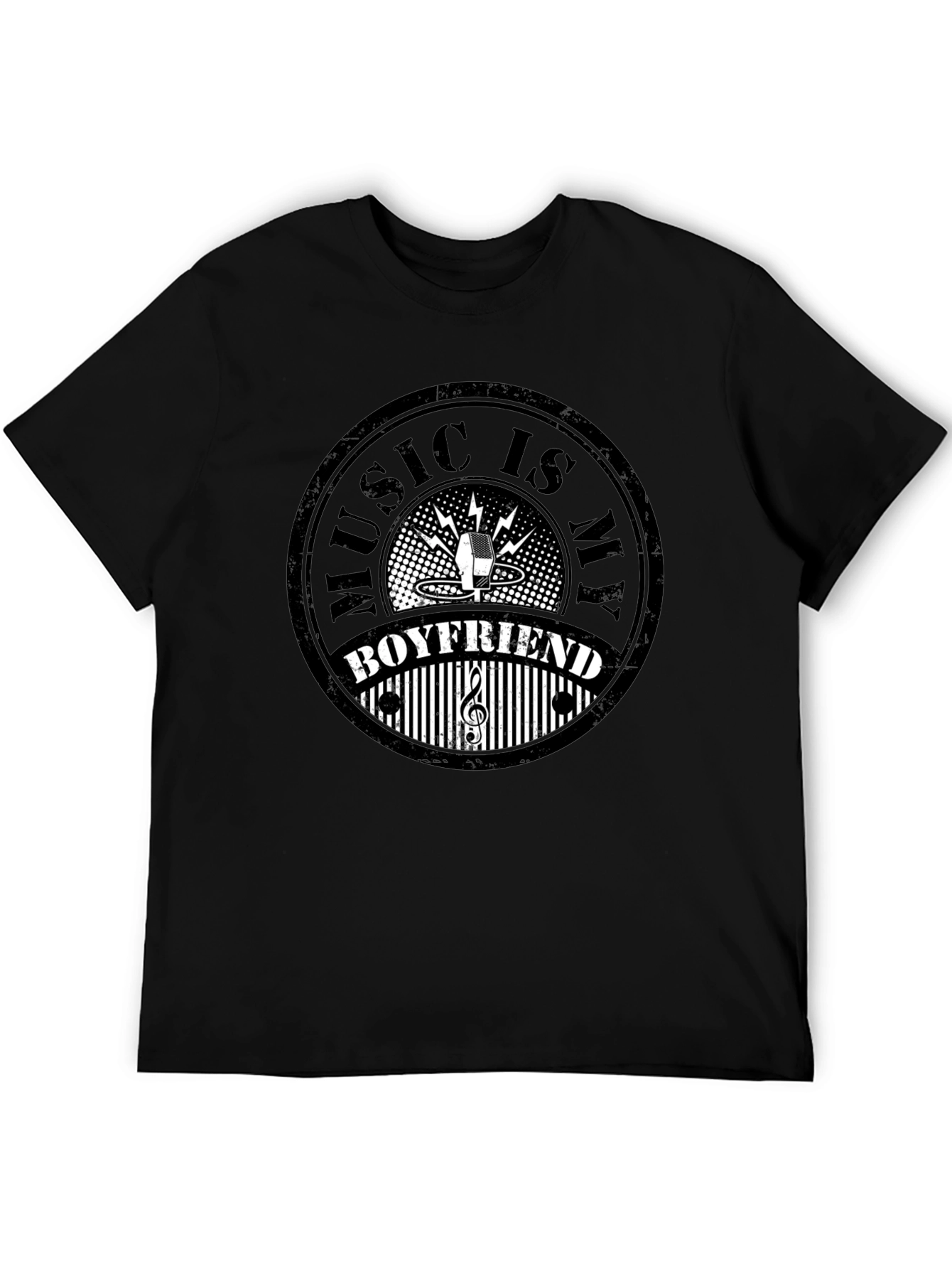 Music is My Boyfriend Black Graphic Tee