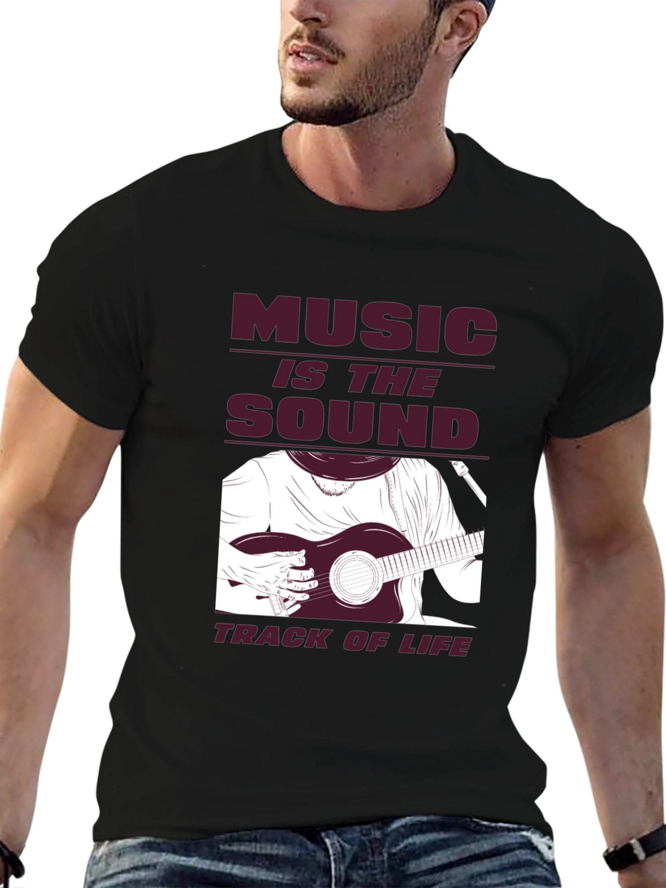 Music is Life Graphic Tee - Black Cotton T-Shirt