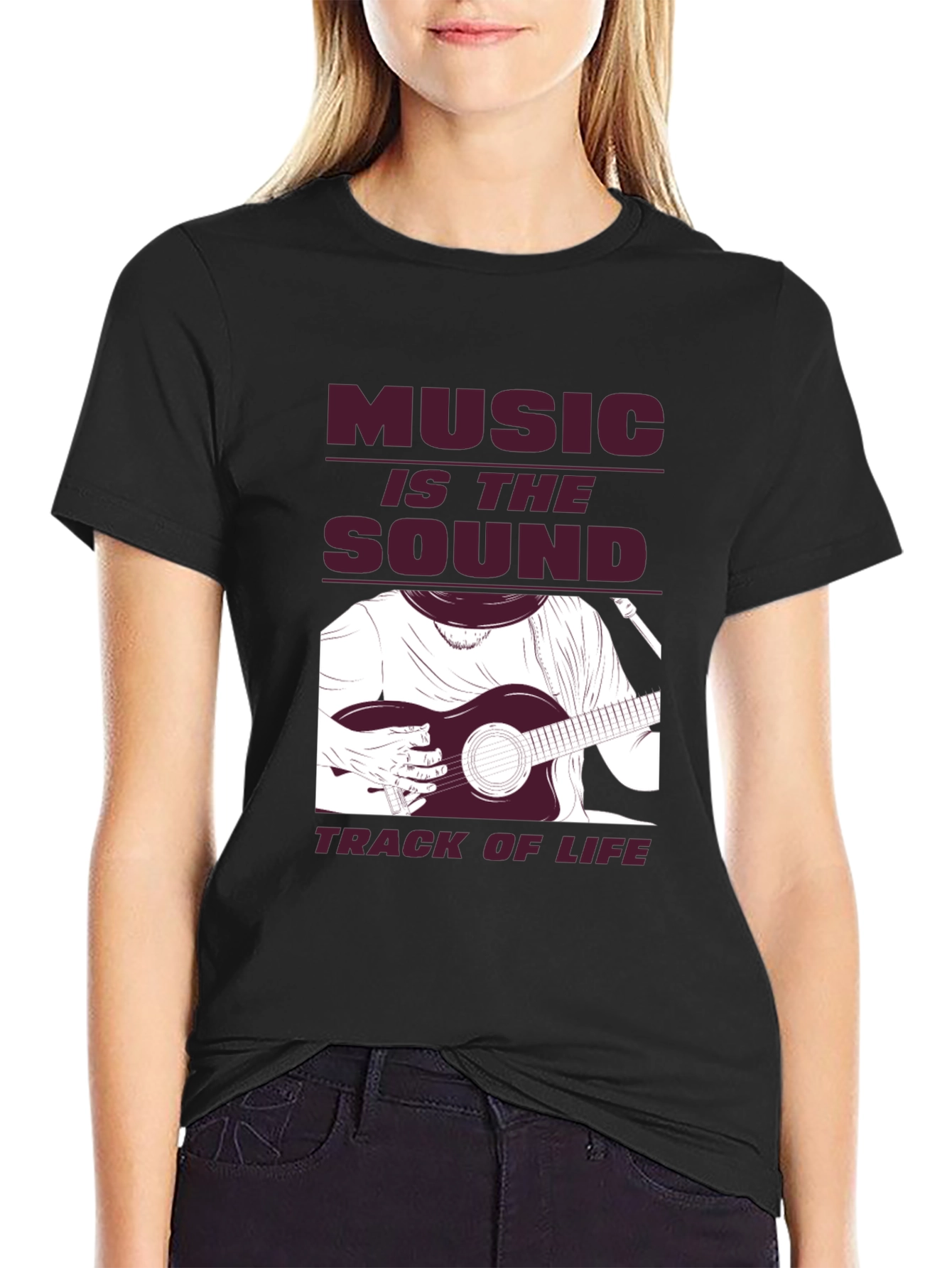 Music is Life Graphic Tee - Black Cotton T-Shirt