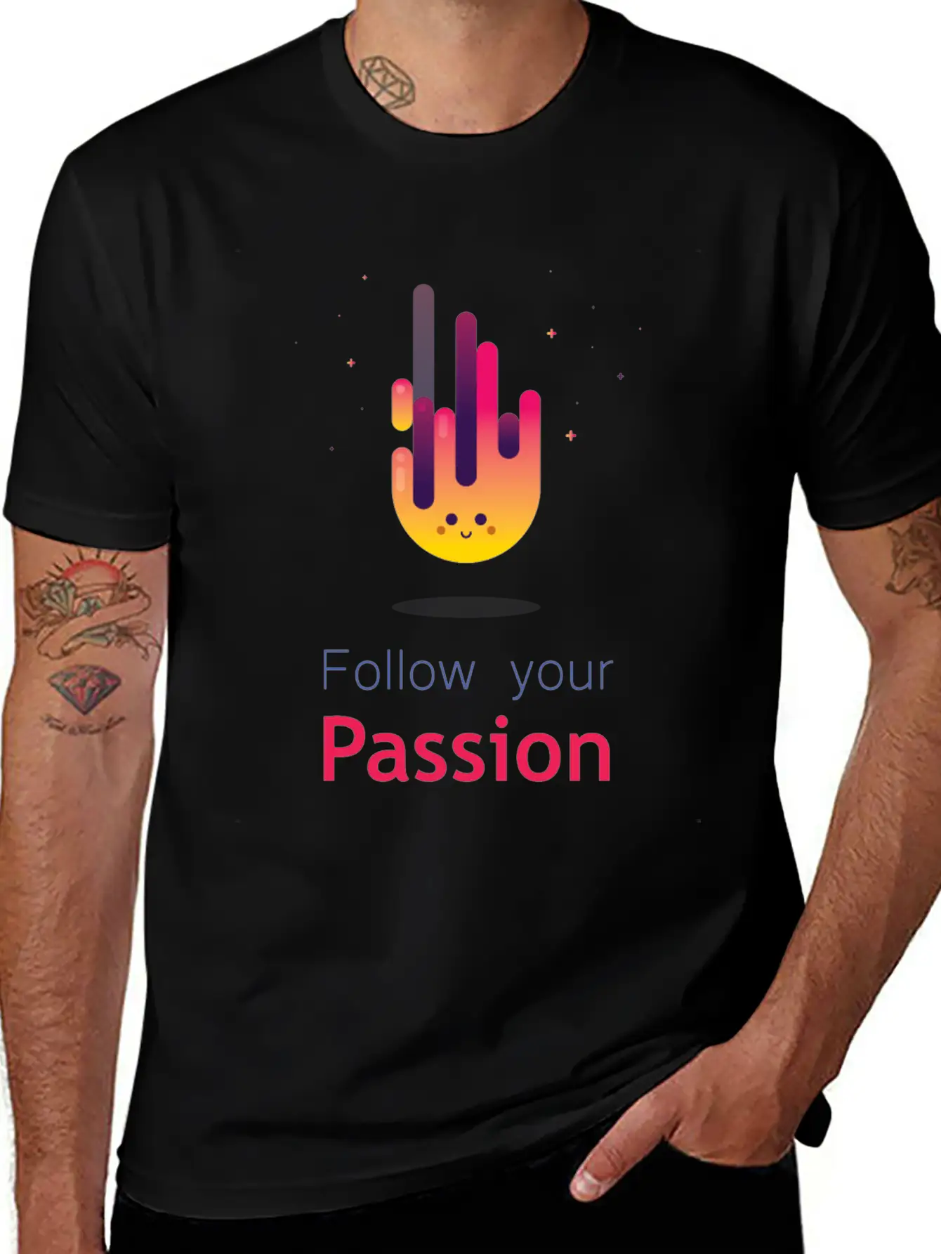 "Follow Your Passion" Cute Fire Inspirational Essential Cotton Tee For Daily Outfits – Unisex Style