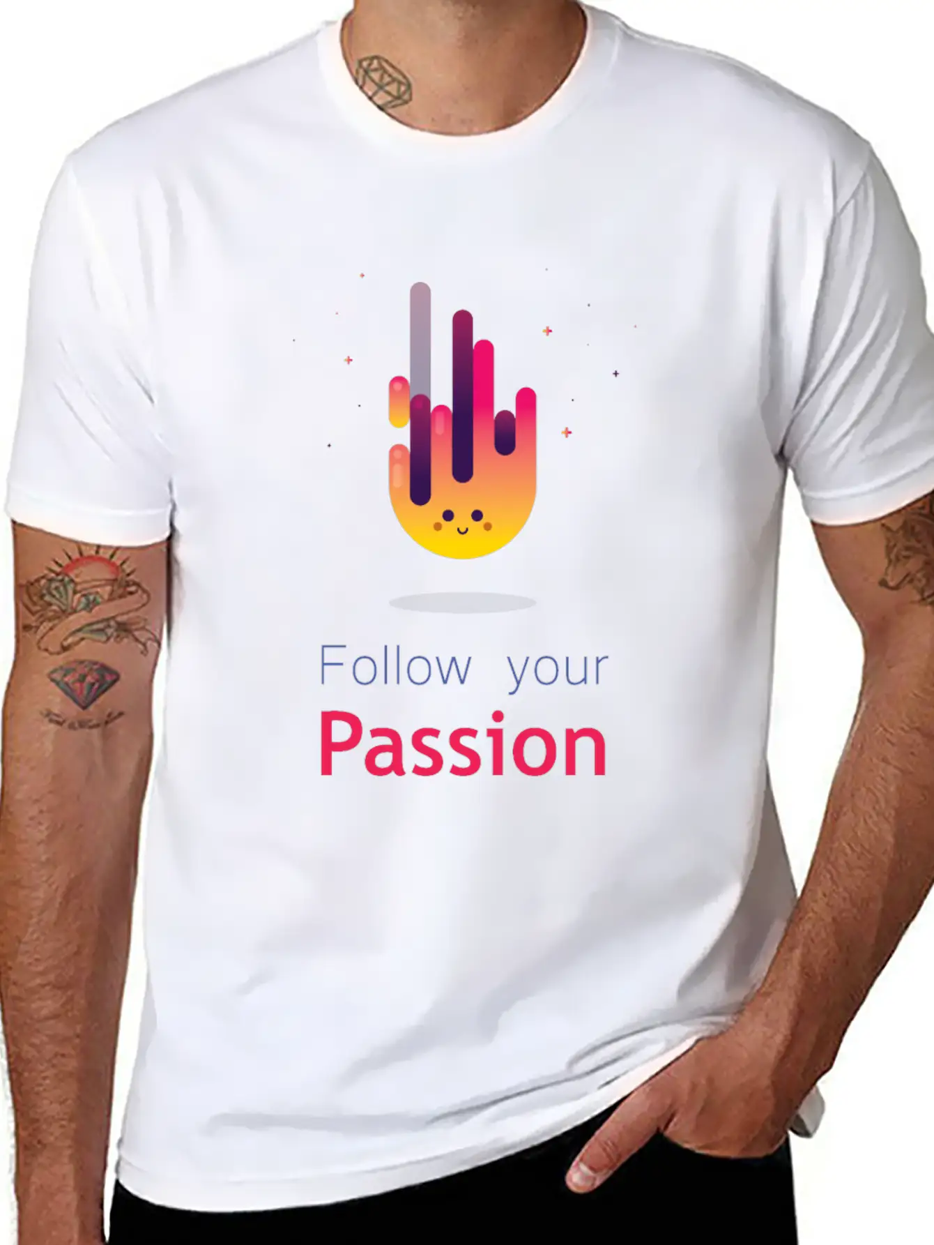 "Follow Your Passion" Cute Fire Inspirational Essential Cotton Tee For Daily Outfits – Unisex Style
