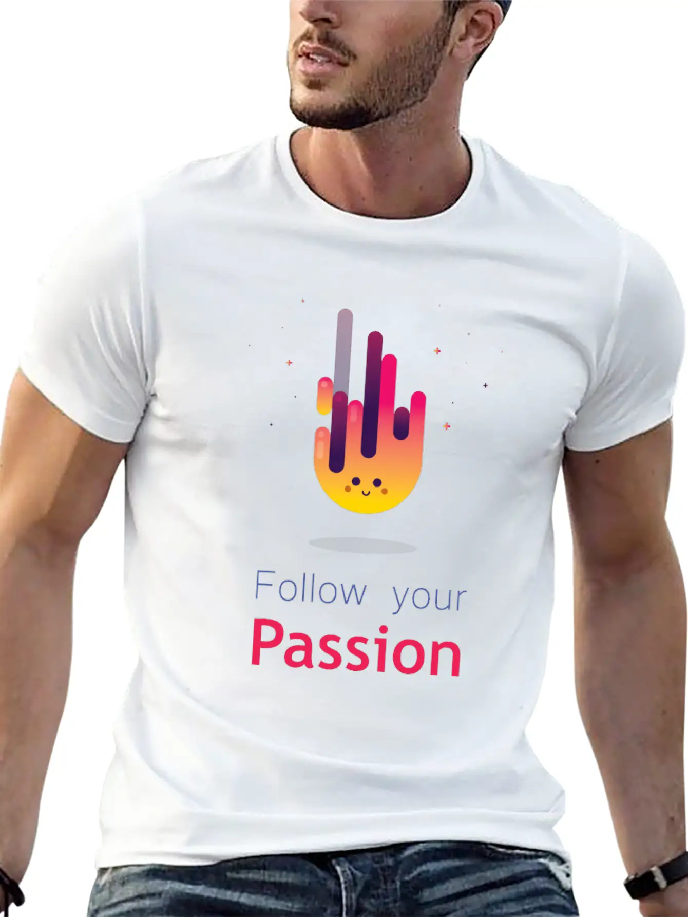 "Follow Your Passion" Cute Fire Inspirational Essential Cotton Tee For Daily Outfits – Unisex Style