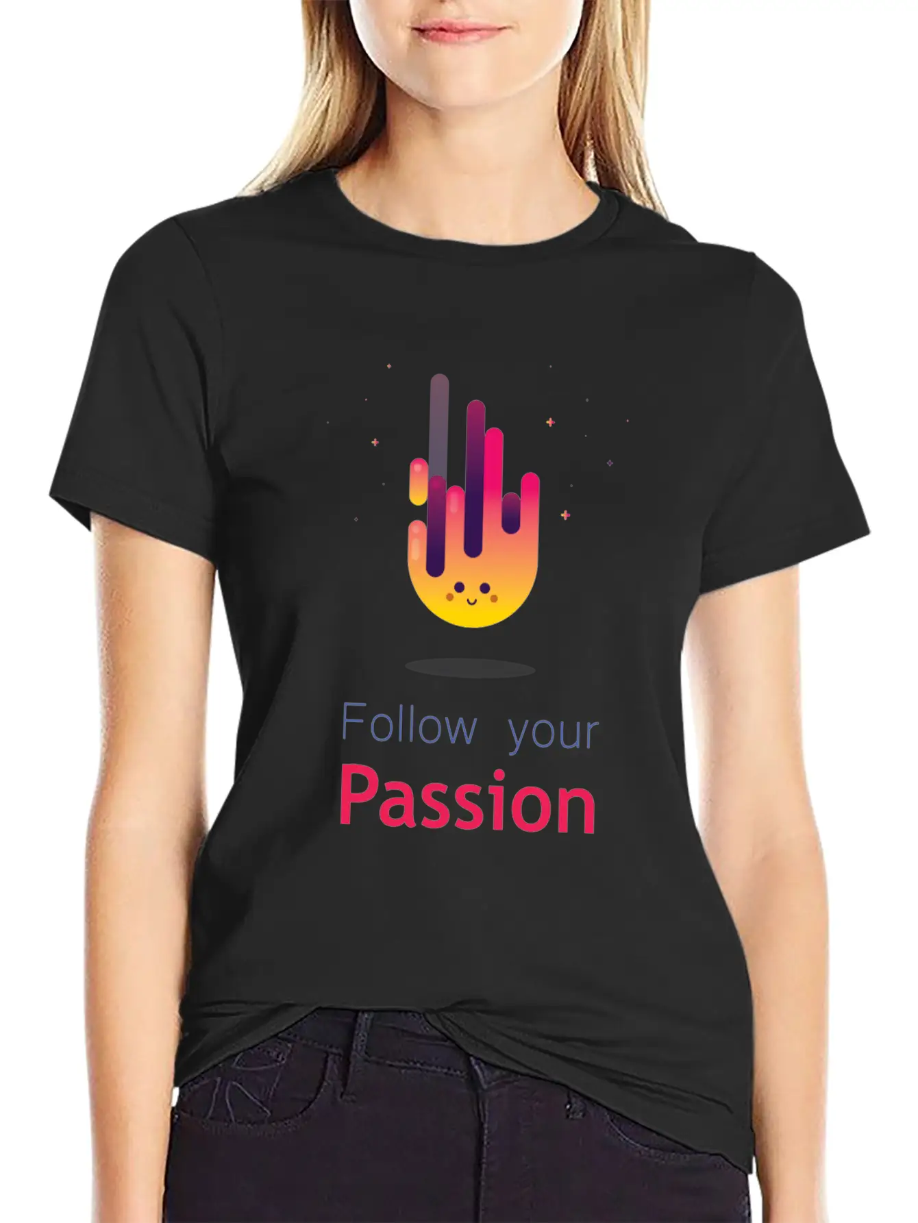 "Follow Your Passion" Cute Fire Inspirational Essential Cotton Tee For Daily Outfits – Unisex Style