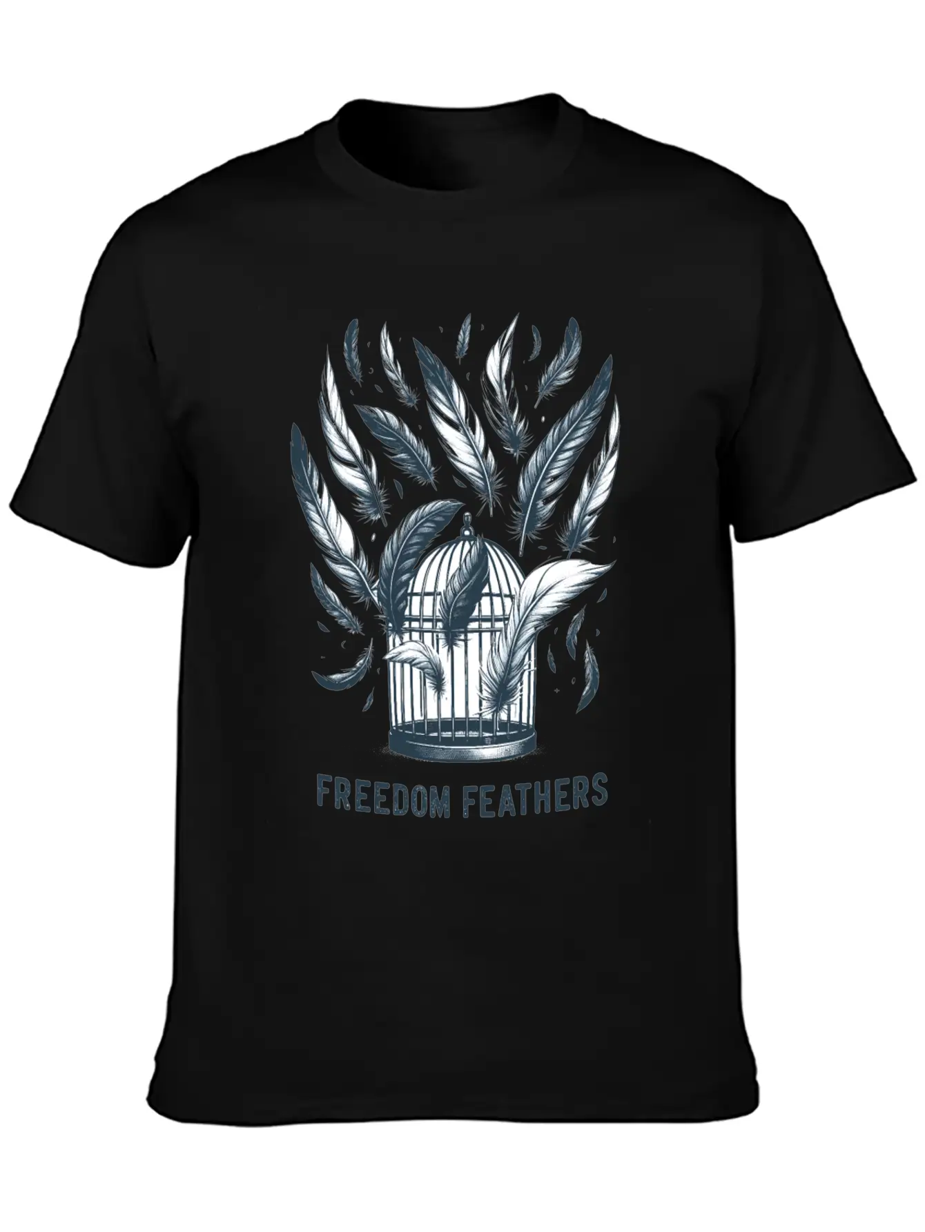 "Freedom Feathers: Soaring To Liberation" Classic Crew Neck Graphic Tee – Everyday Minimal Look