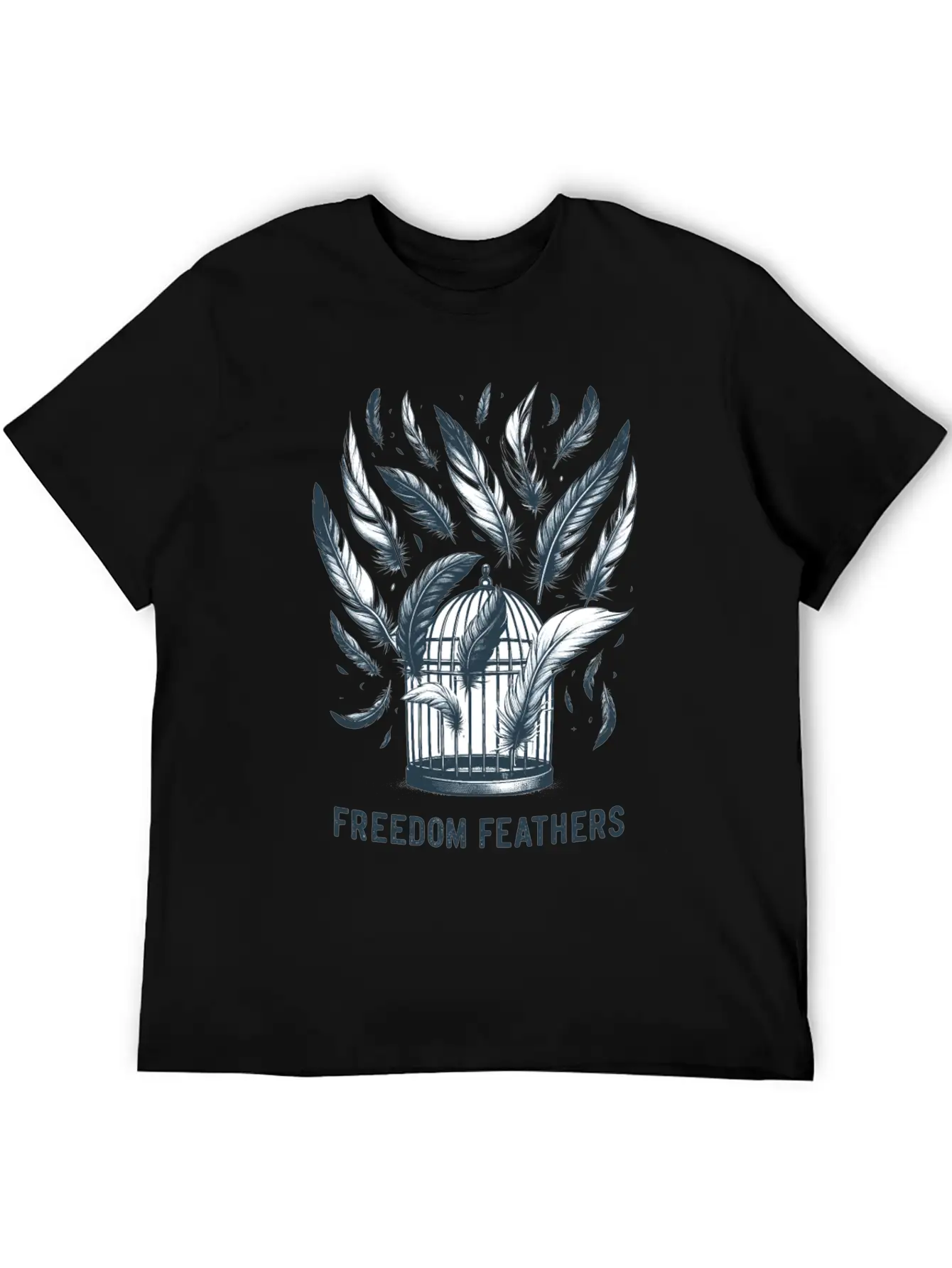 "Freedom Feathers: Soaring To Liberation" Classic Crew Neck Graphic Tee – Everyday Minimal Look