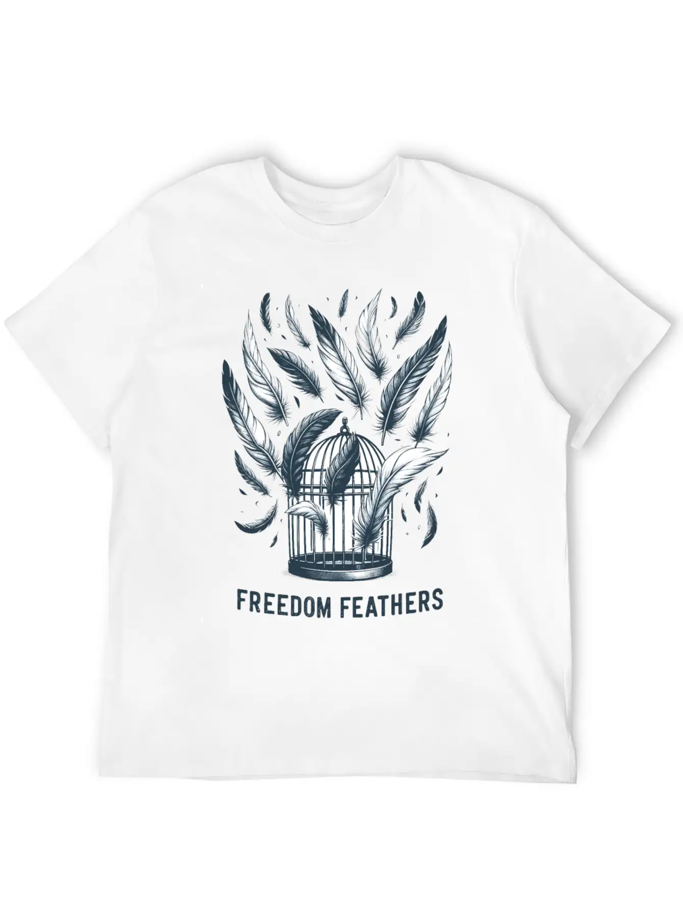 "Freedom Feathers: Soaring To Liberation" Classic Crew Neck Graphic Tee – Everyday Minimal Look