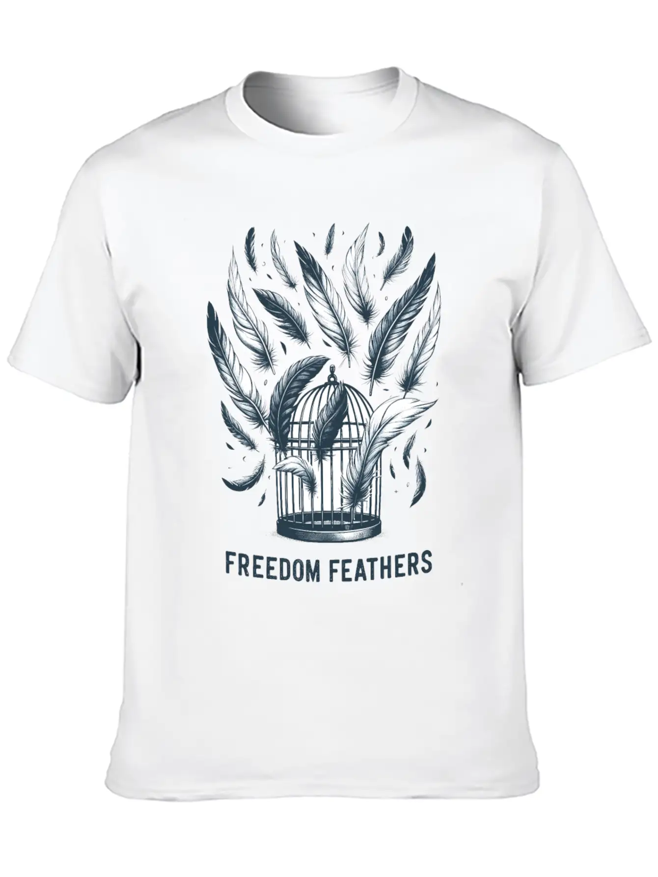 "Freedom Feathers: Soaring To Liberation" Classic Crew Neck Graphic Tee – Everyday Minimal Look
