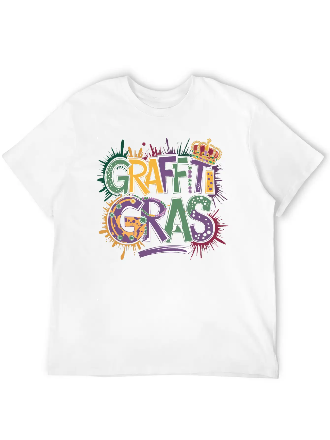 "Graffiti Gras" 🎭🎨 Classic Crew Neck Graphic Tee – Everyday Minimal Look