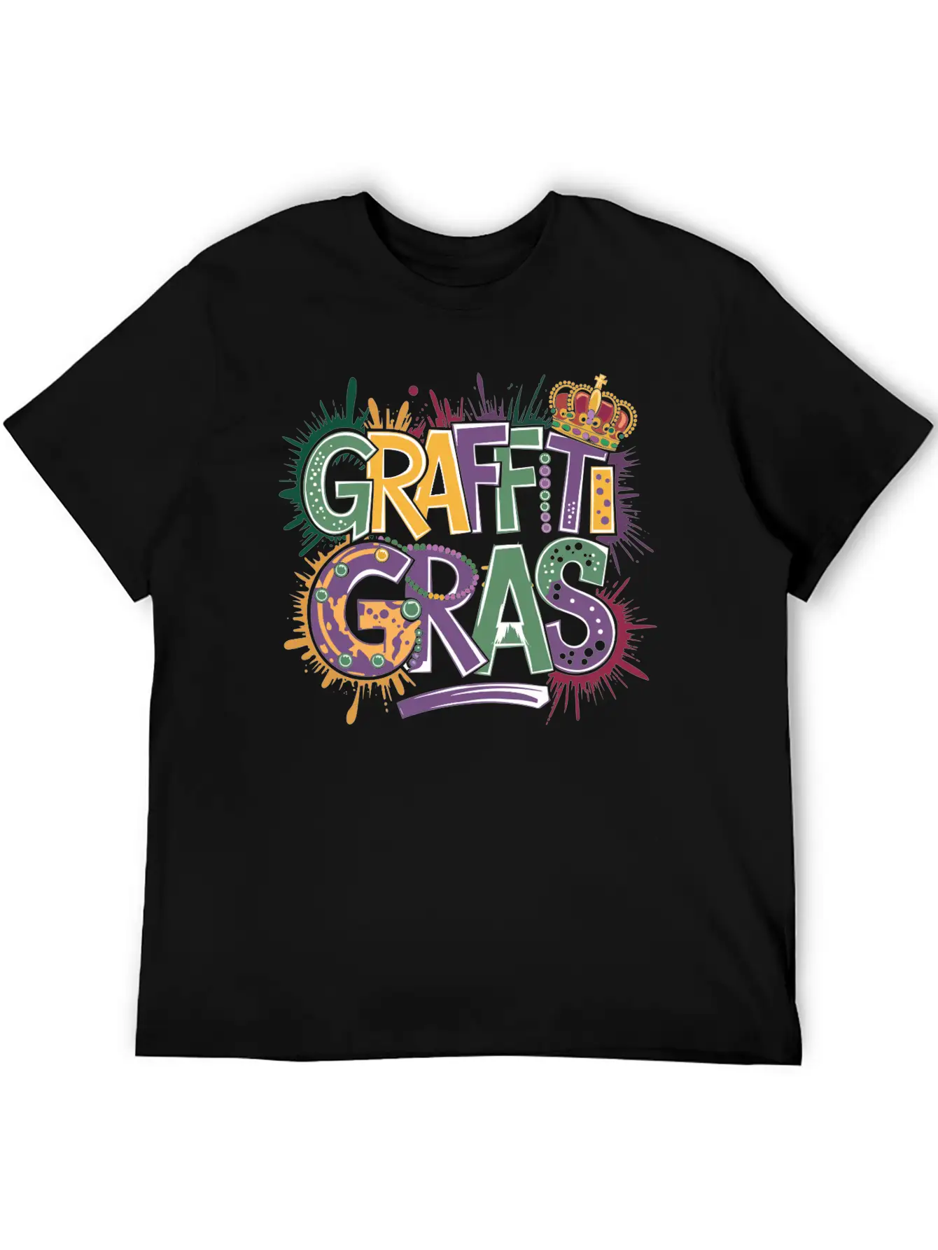 "Graffiti Gras" 🎭🎨 Classic Crew Neck Graphic Tee – Everyday Minimal Look