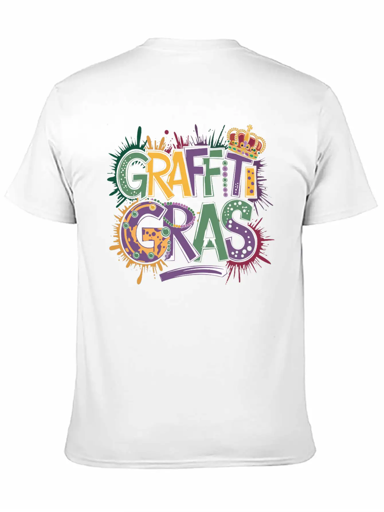 "Graffiti Gras" 🎭🎨 Classic Crew Neck Graphic Tee – Everyday Minimal Look