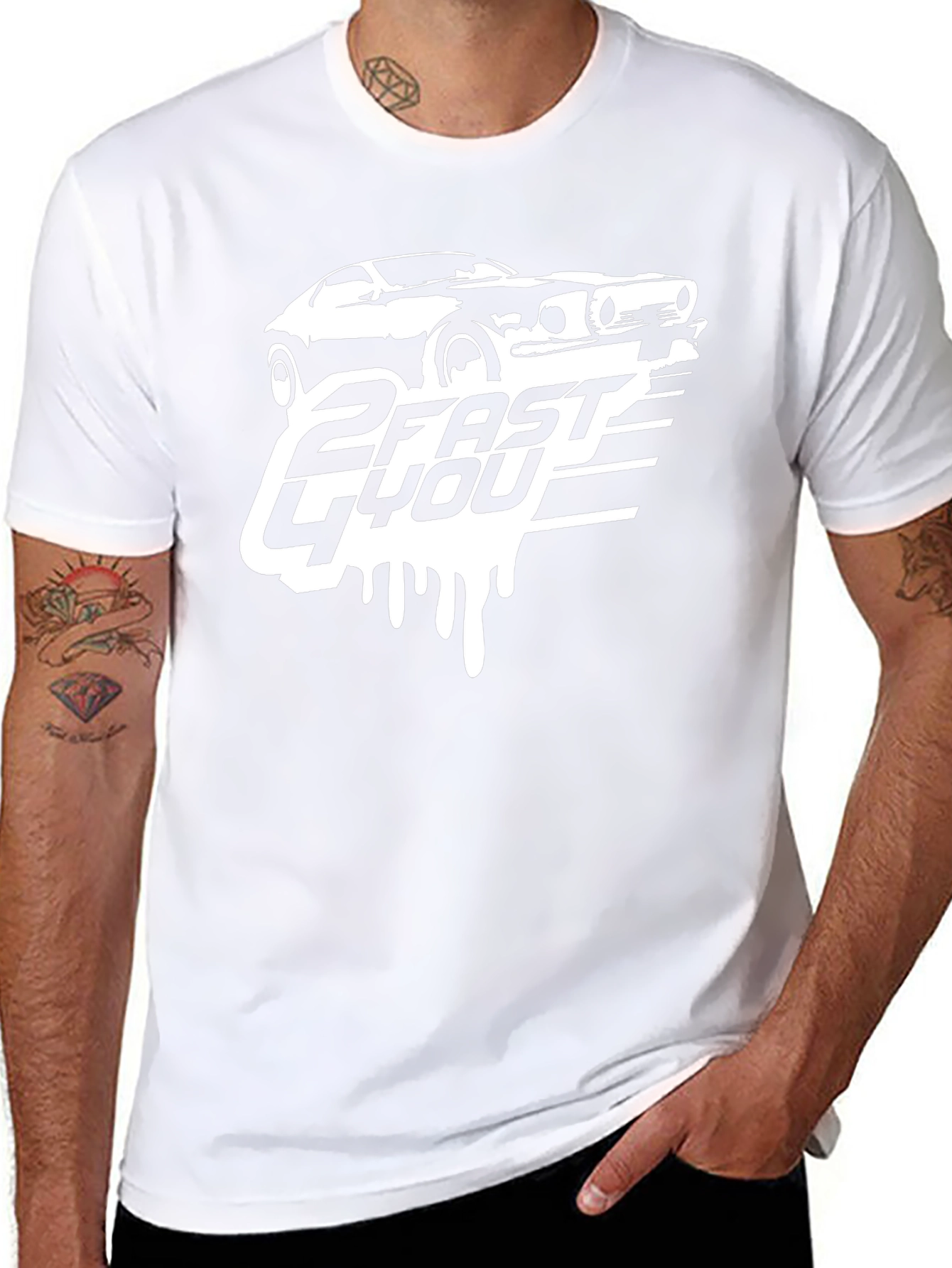2 Fast 4 You Car Graphic T-Shirt - Black