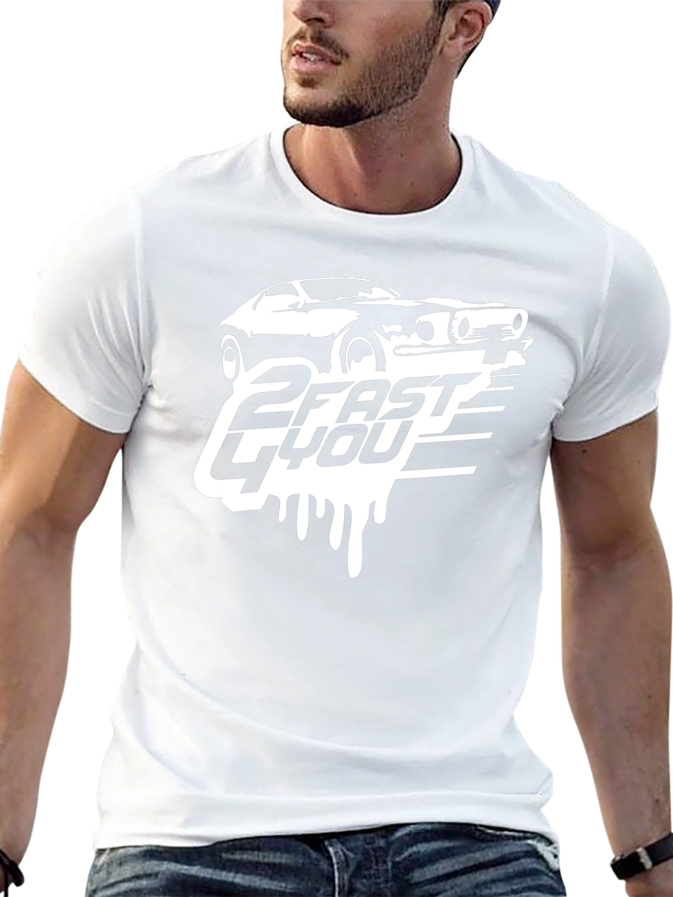 2 Fast 4 You Car Graphic T-Shirt - Black