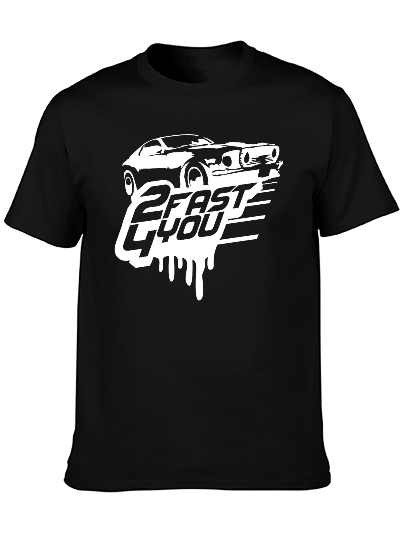 2 Fast 4 You Car Graphic T-Shirt - Black