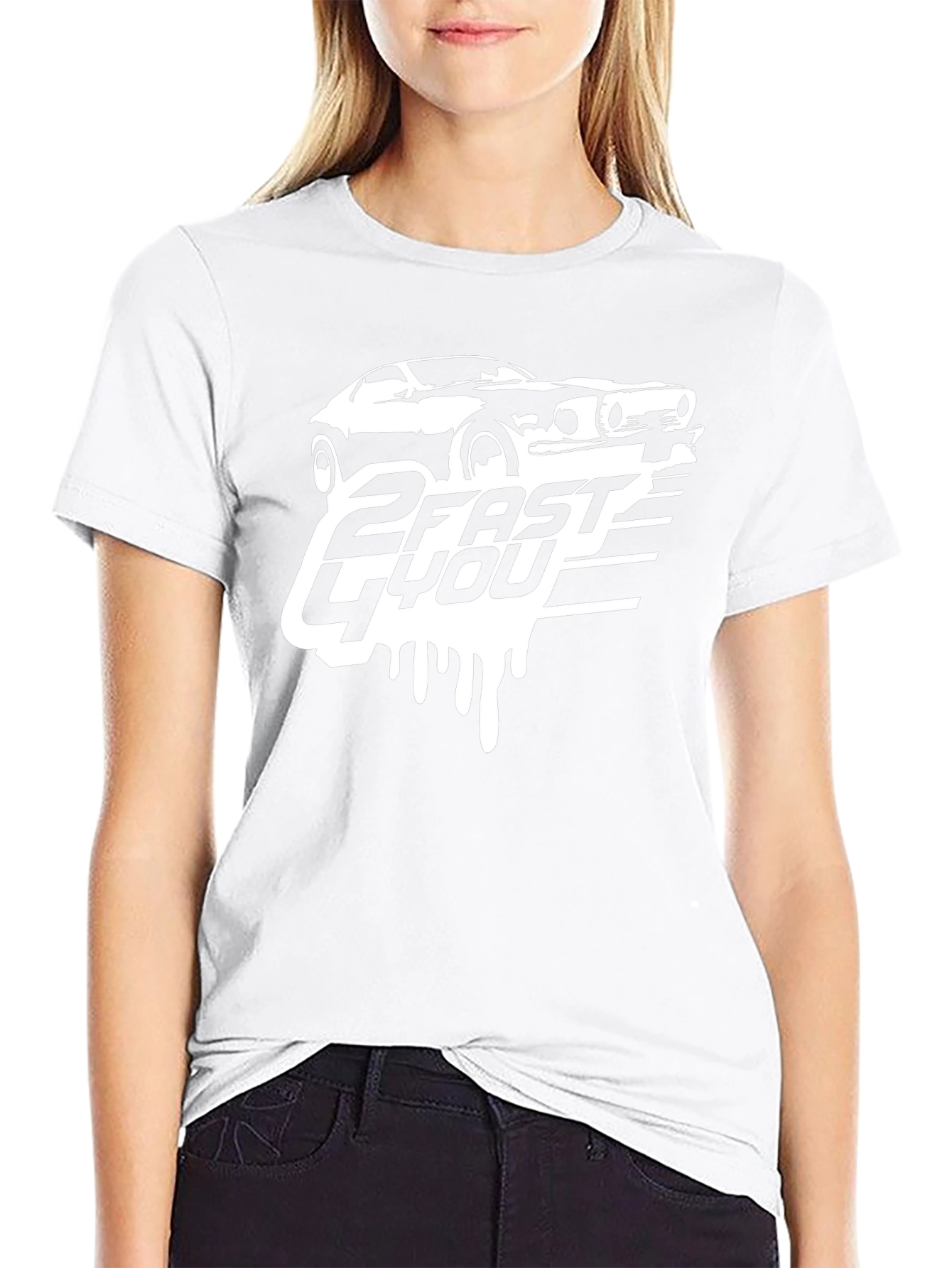 2 Fast 4 You Car Graphic T-Shirt - Black