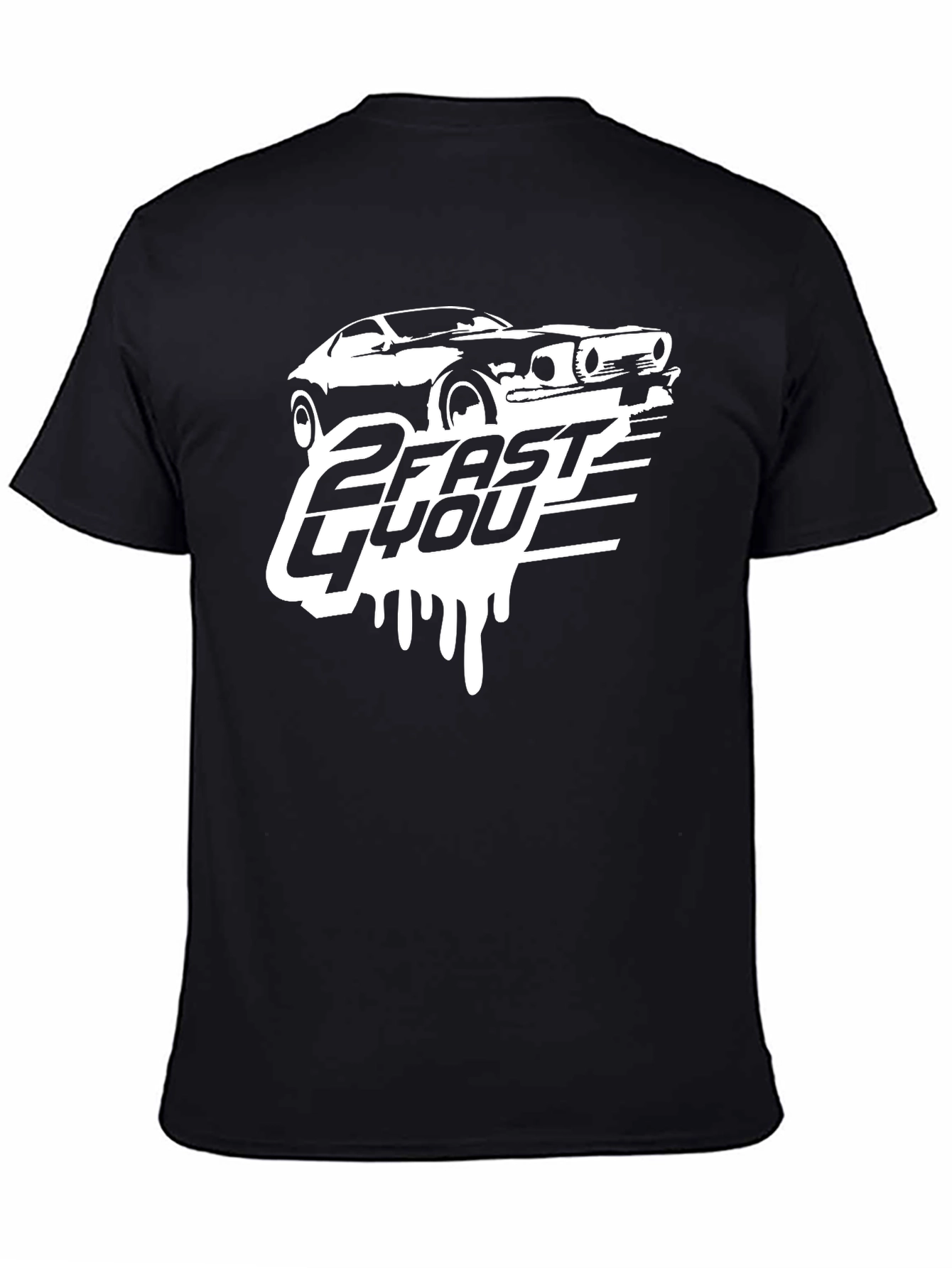 2 Fast 4 You Car Graphic T-Shirt - Black