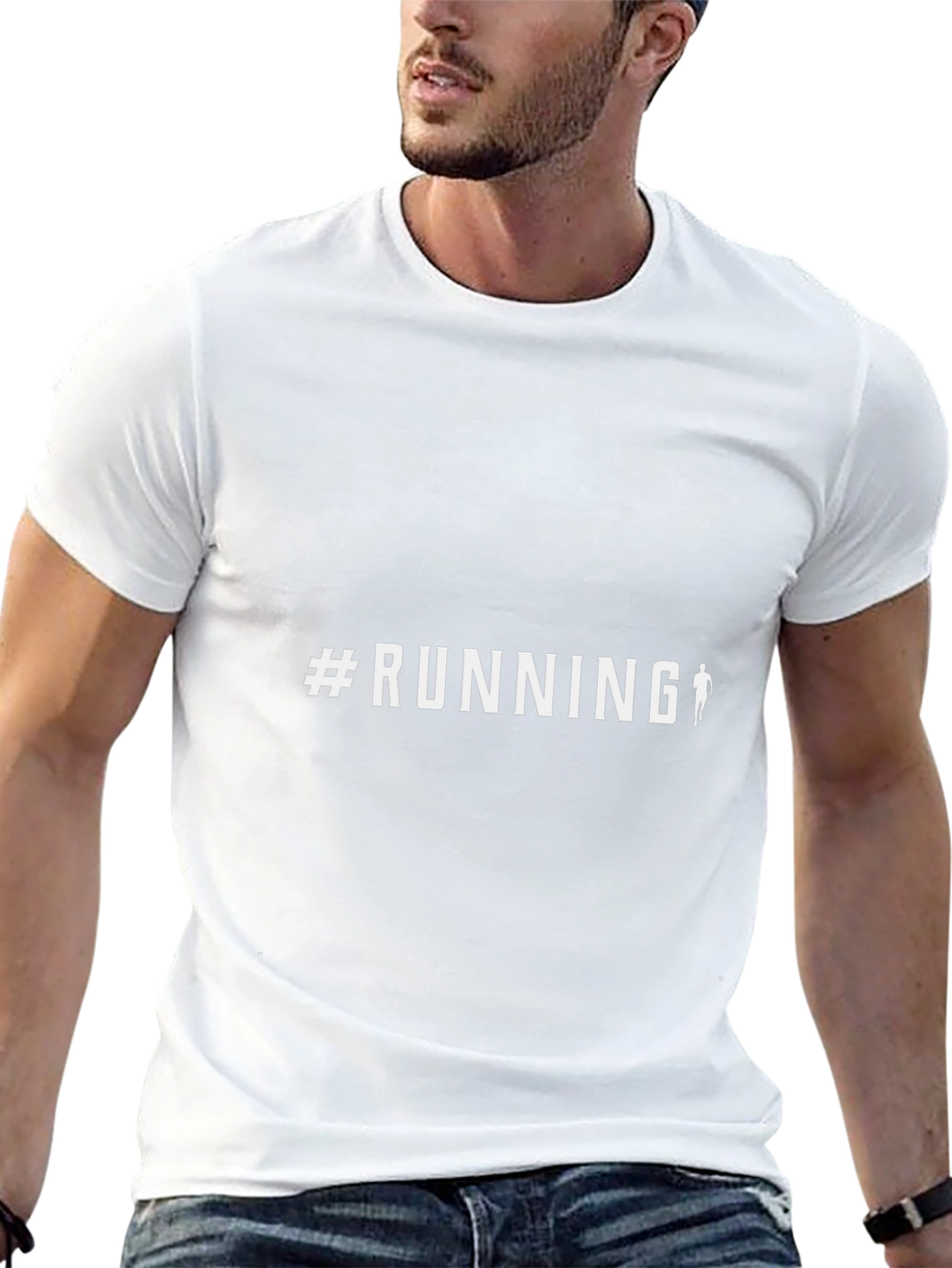 #Running Graphic Tee - Black Cotton Casual Top