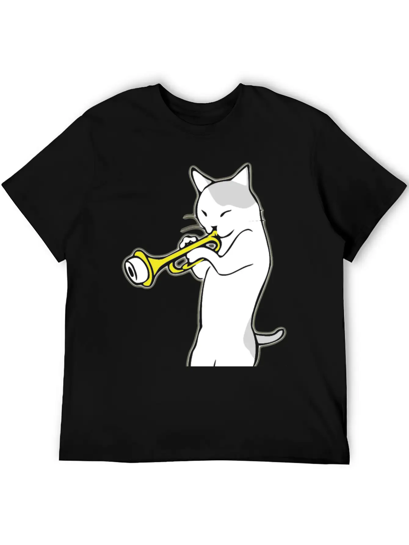 Music - Jazz | Trumpet | Cat Playing Trumpet | Classic Crew Neck Graphic Tee – Everyday Minimal Look