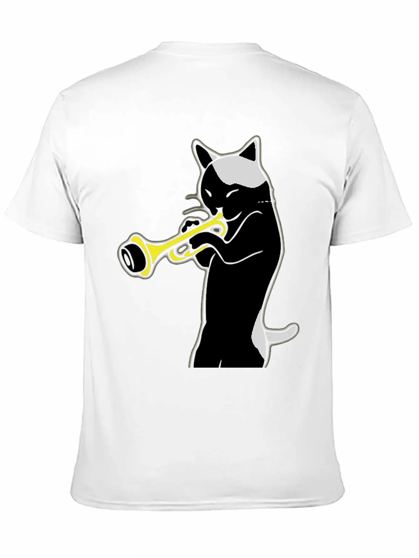 Music - Jazz | Trumpet | Cat Playing Trumpet | Classic Crew Neck Graphic Tee – Everyday Minimal Look