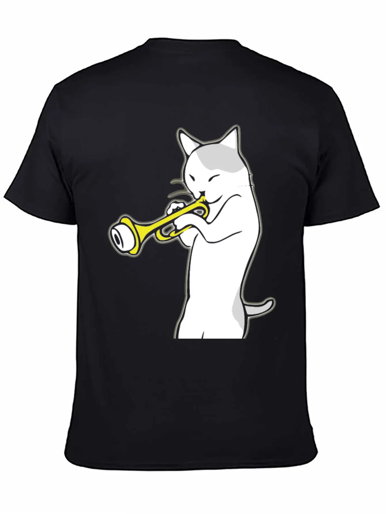 Music - Jazz | Trumpet | Cat Playing Trumpet | Classic Crew Neck Graphic Tee – Everyday Minimal Look