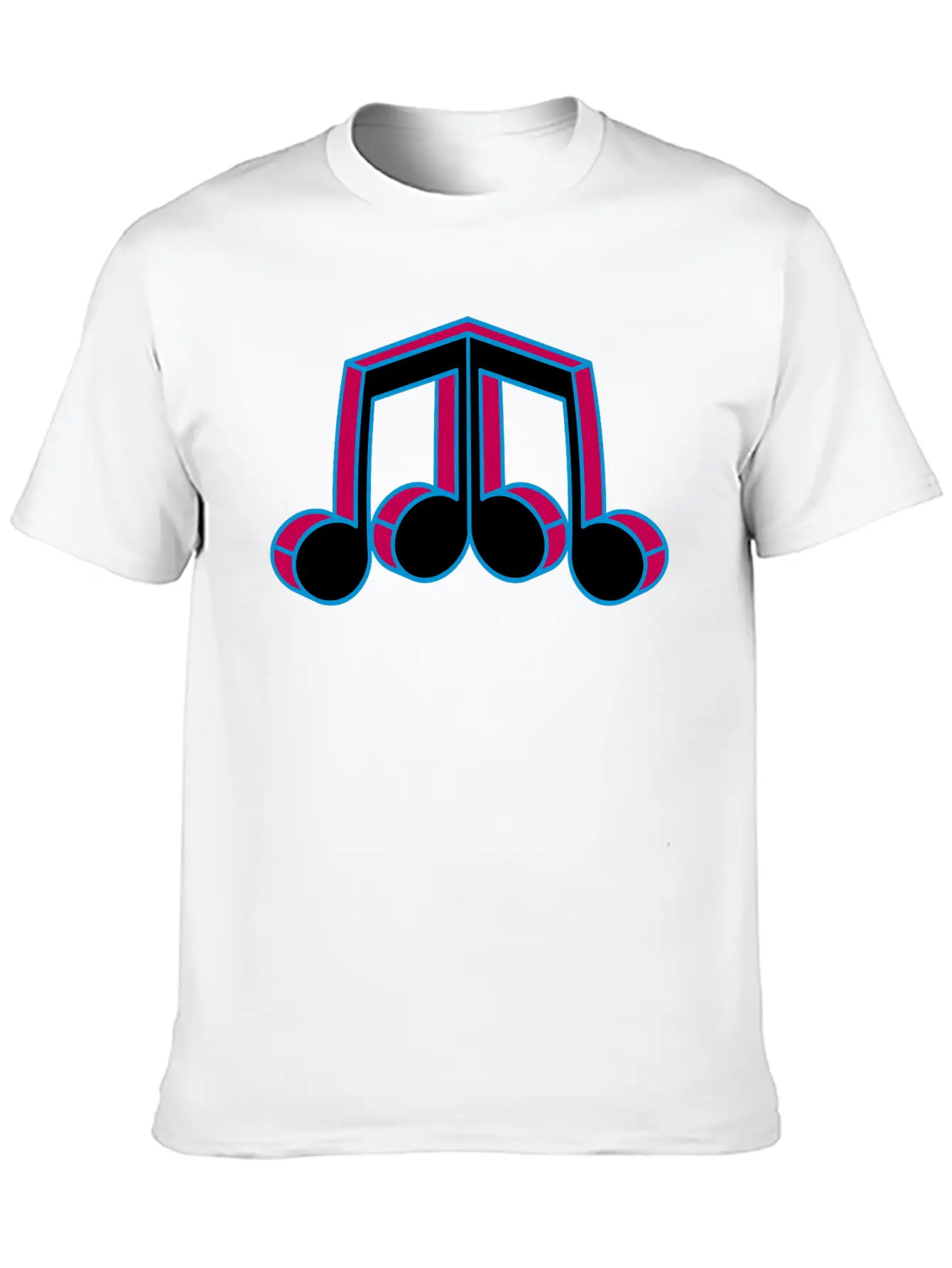 Music Note Silhouette Mirrored 3d Character Party Essential Cotton Tee For Daily Outfits – Unisex Style