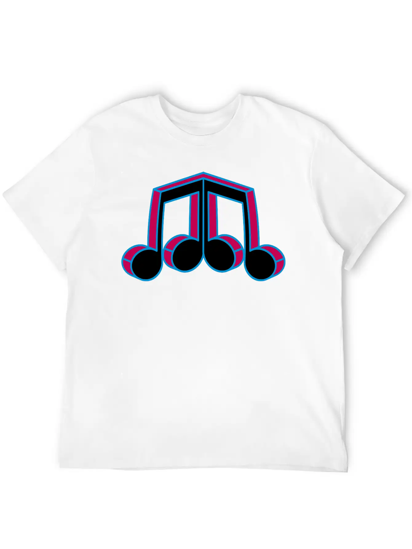 Music Note Silhouette Mirrored 3d Character Party Essential Cotton Tee For Daily Outfits – Unisex Style