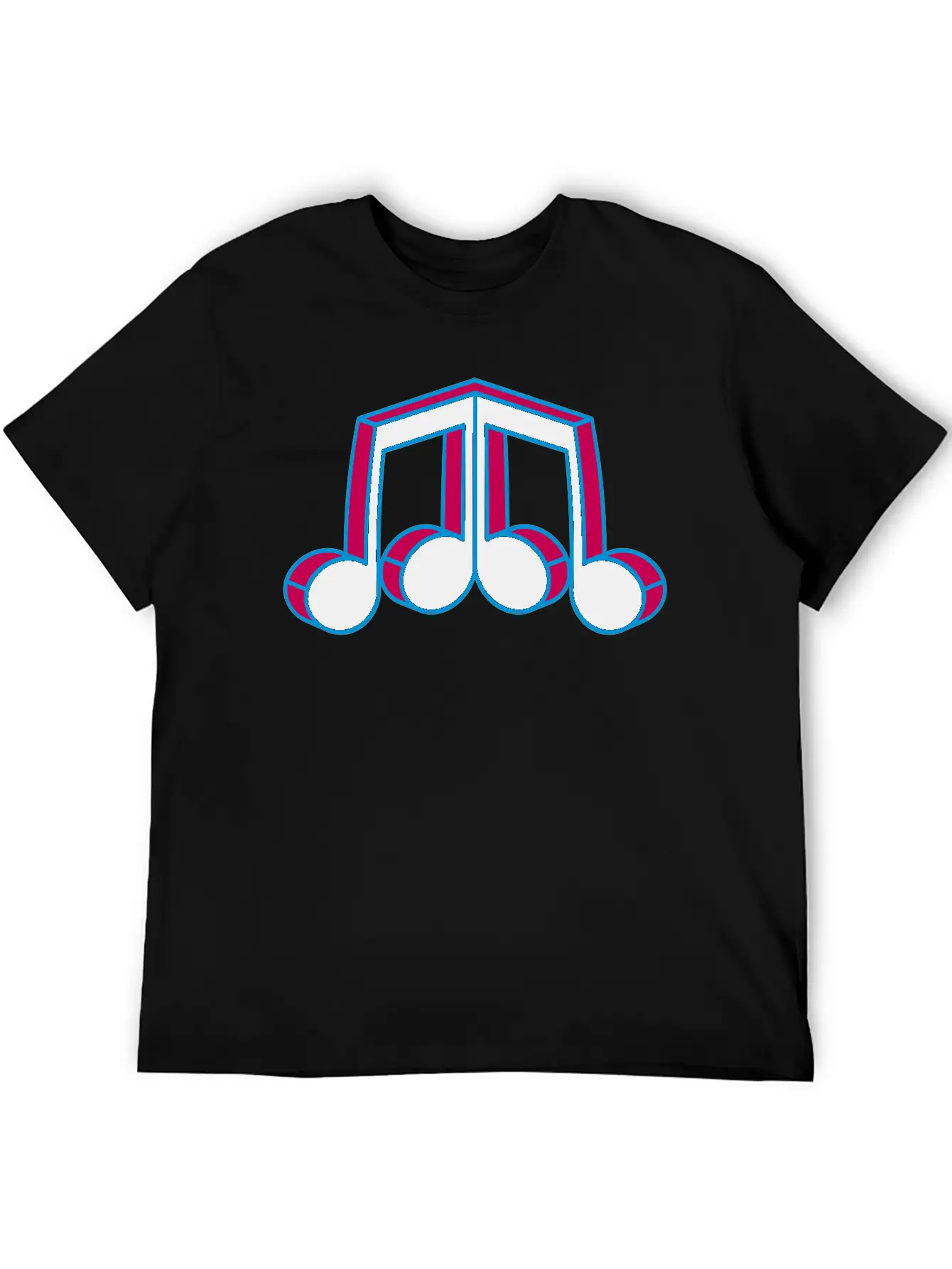 Music Note Silhouette Mirrored 3d Character Party Essential Cotton Tee For Daily Outfits – Unisex Style