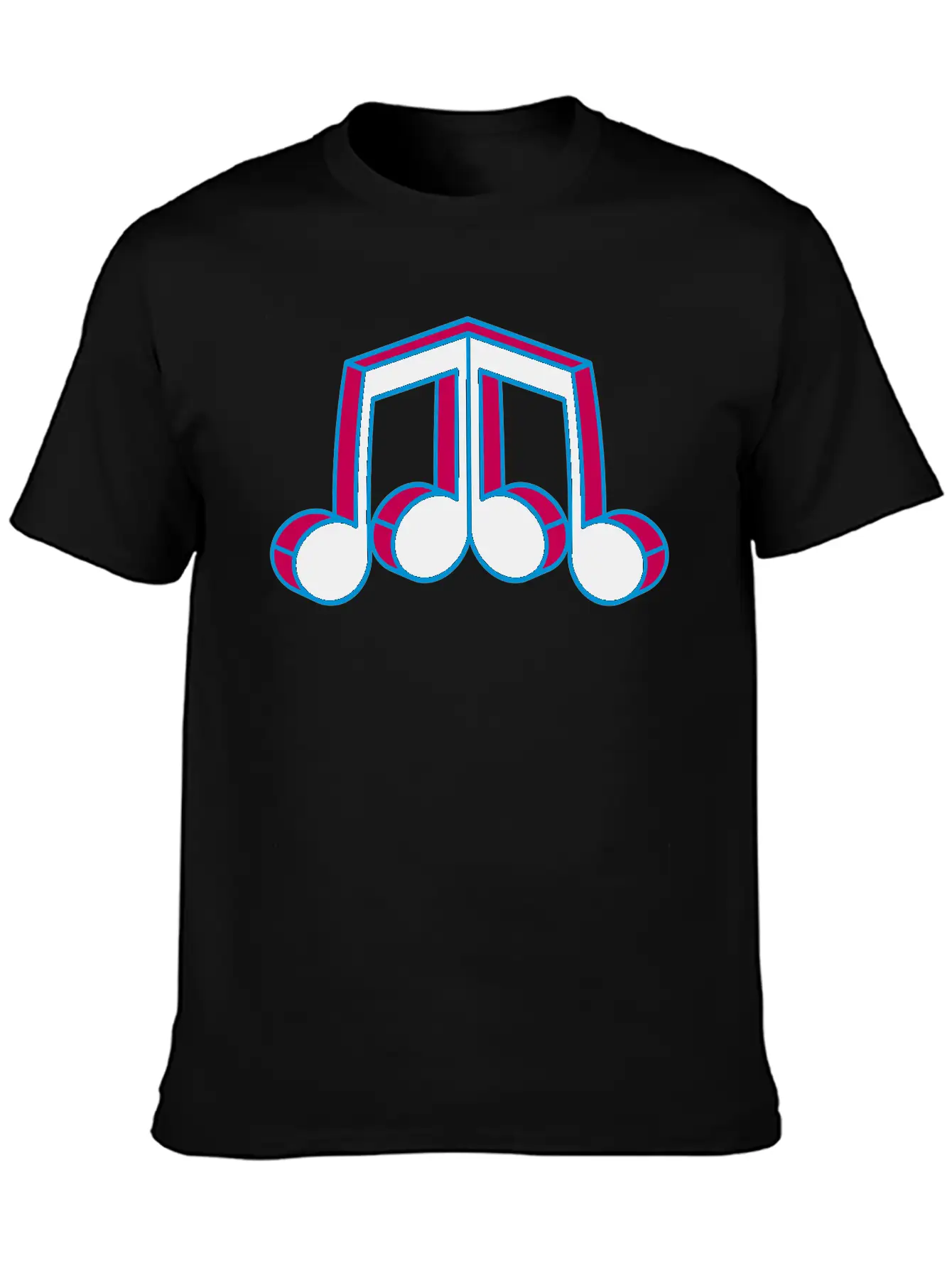 Music Note Silhouette Mirrored 3d Character Party Essential Cotton Tee For Daily Outfits – Unisex Style