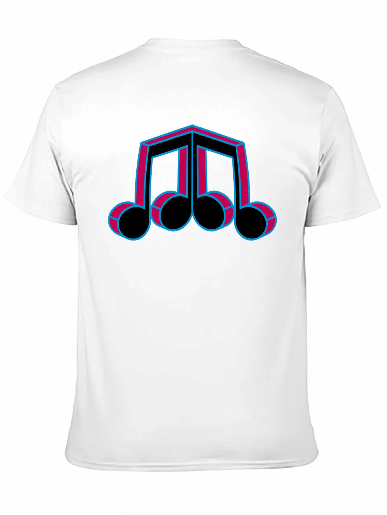 Music Note Silhouette Mirrored 3d Character Party Essential Cotton Tee For Daily Outfits – Unisex Style
